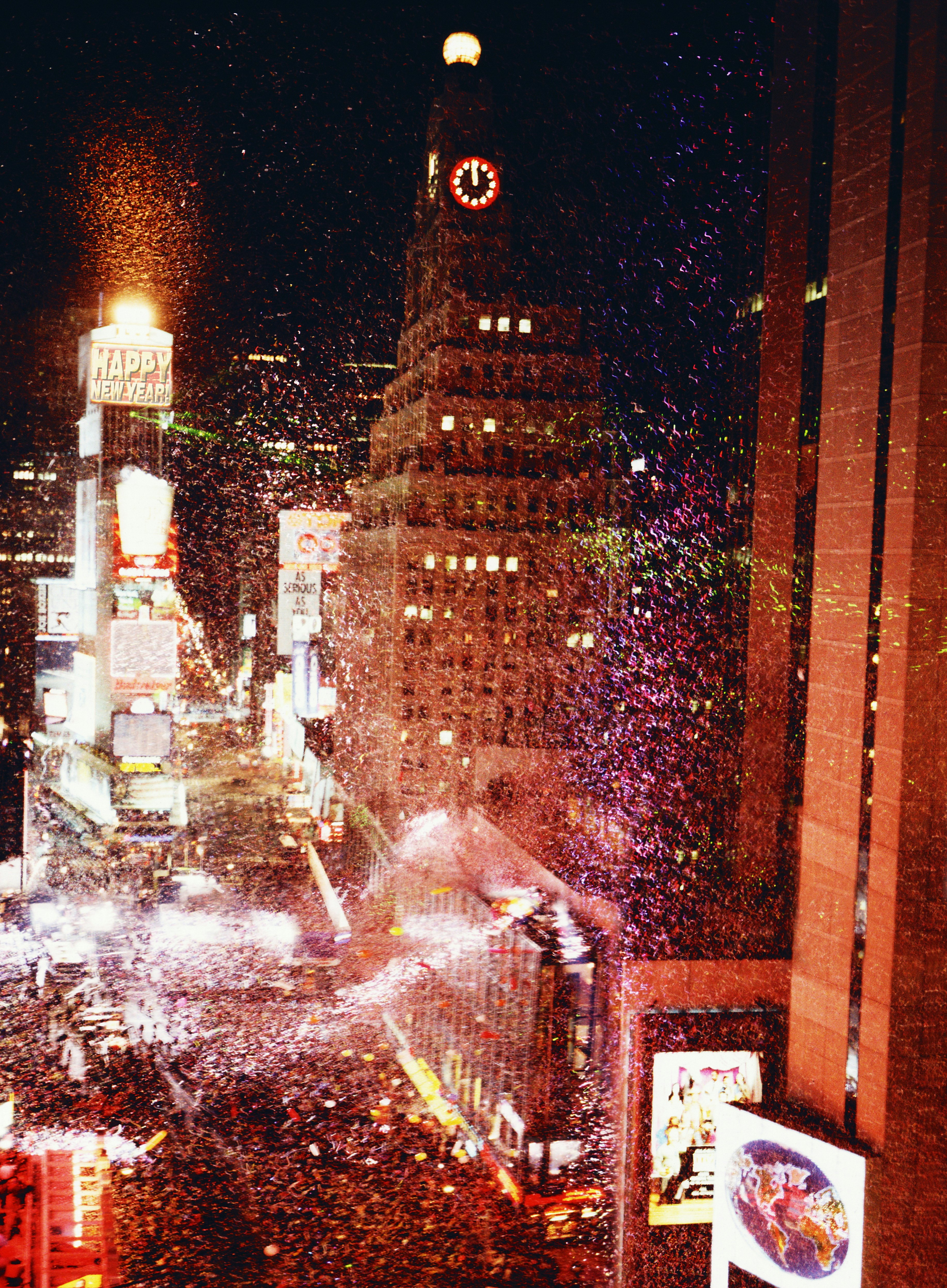 USA, New York City, Times Square, fireworks on New Year's Eve