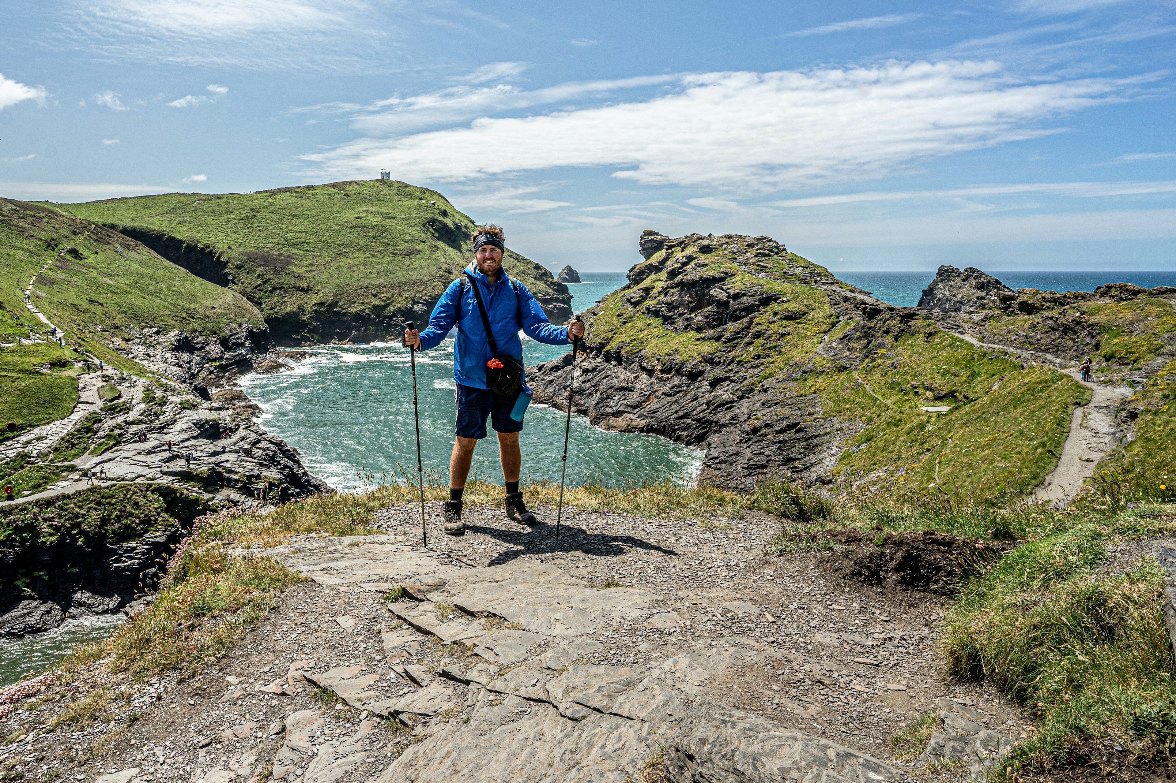 Richard Collett in front of Boscastle in Cornwall along the South West Coast Path