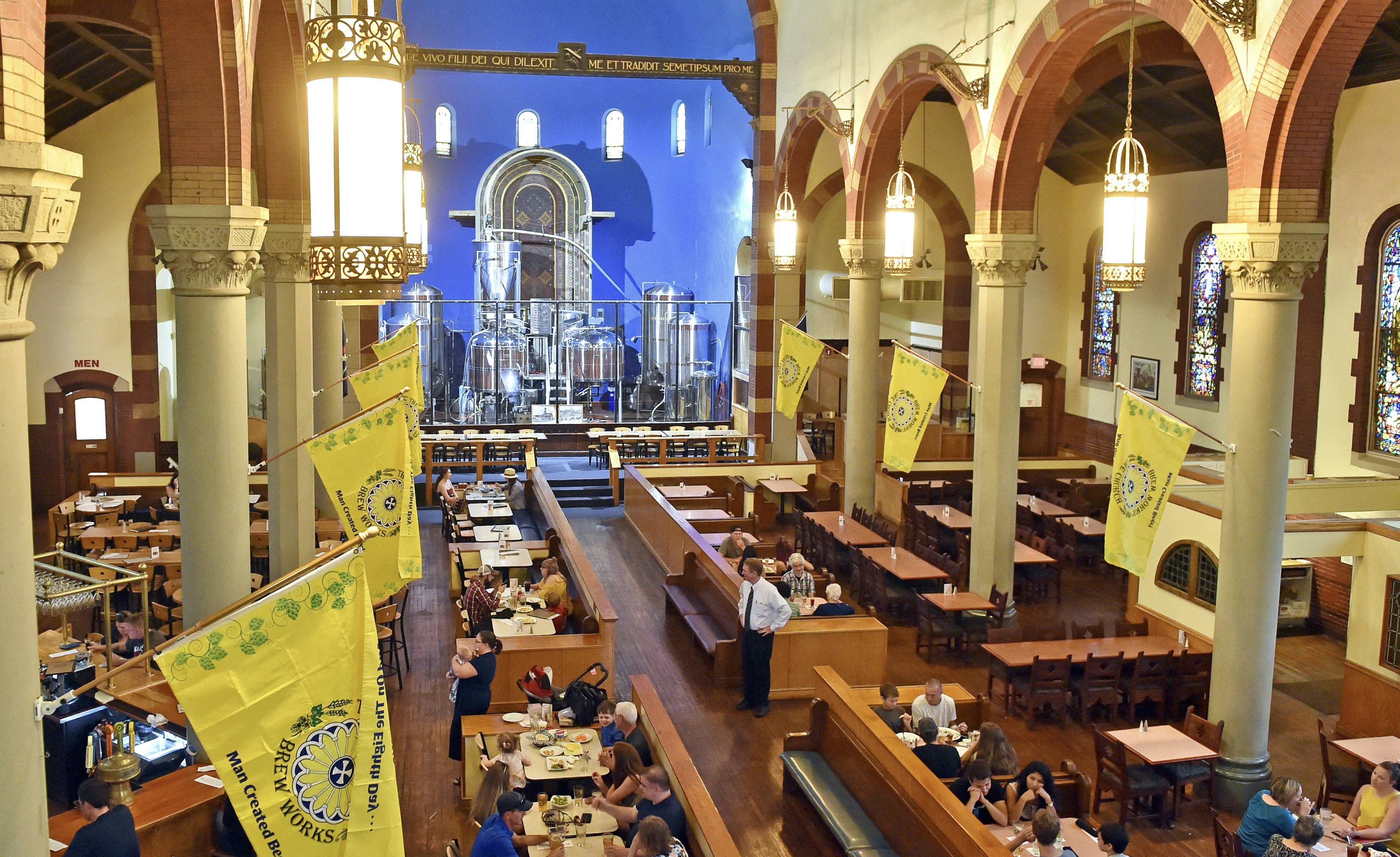 Where Sunday services once took place, today craft stouts, lagers and IPAs are brewed. Church Brew Works