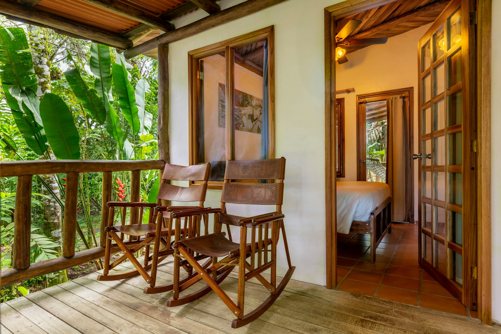 A terrace with a tropical view at Rancho Margot near Lake Arenal, Costa Rica