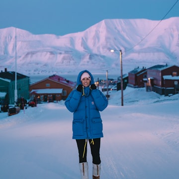 Cecilia Blomdahl in Longyearbyen, or “the village,” as locals call it, in Svalbard. Courtesy of Cecilia Blomdahl.
