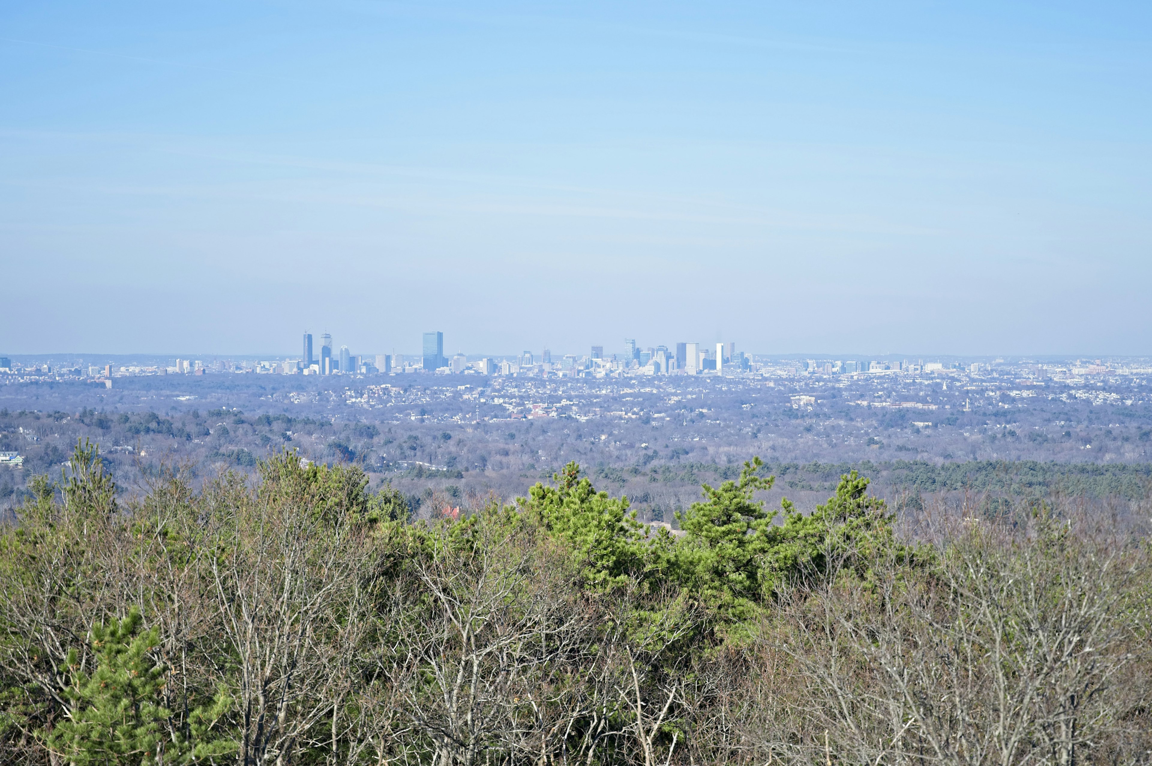 View of the Boston skyline from  the top of Blue Hills Reservation