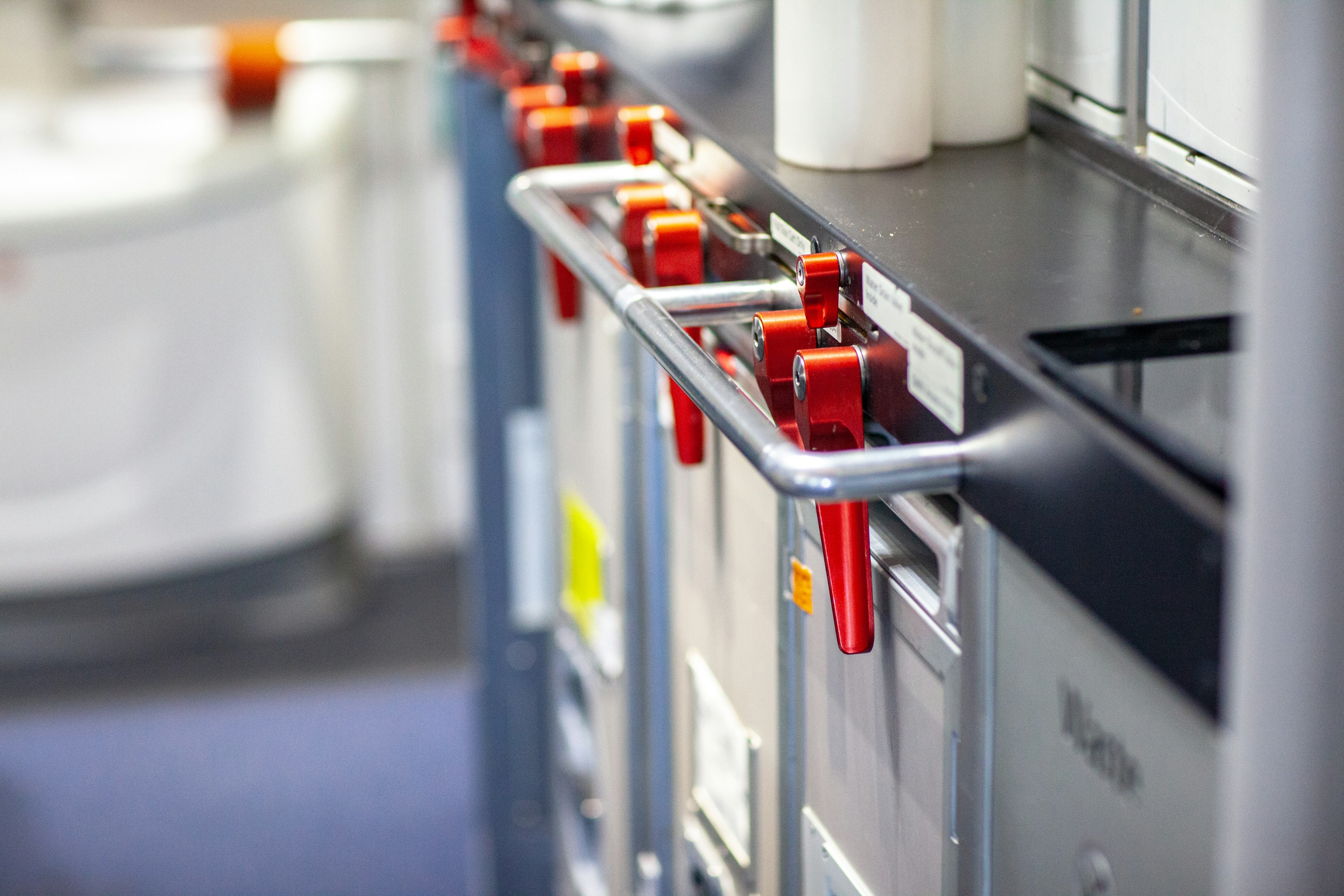 The tiny galley where your plane food is stored and heated