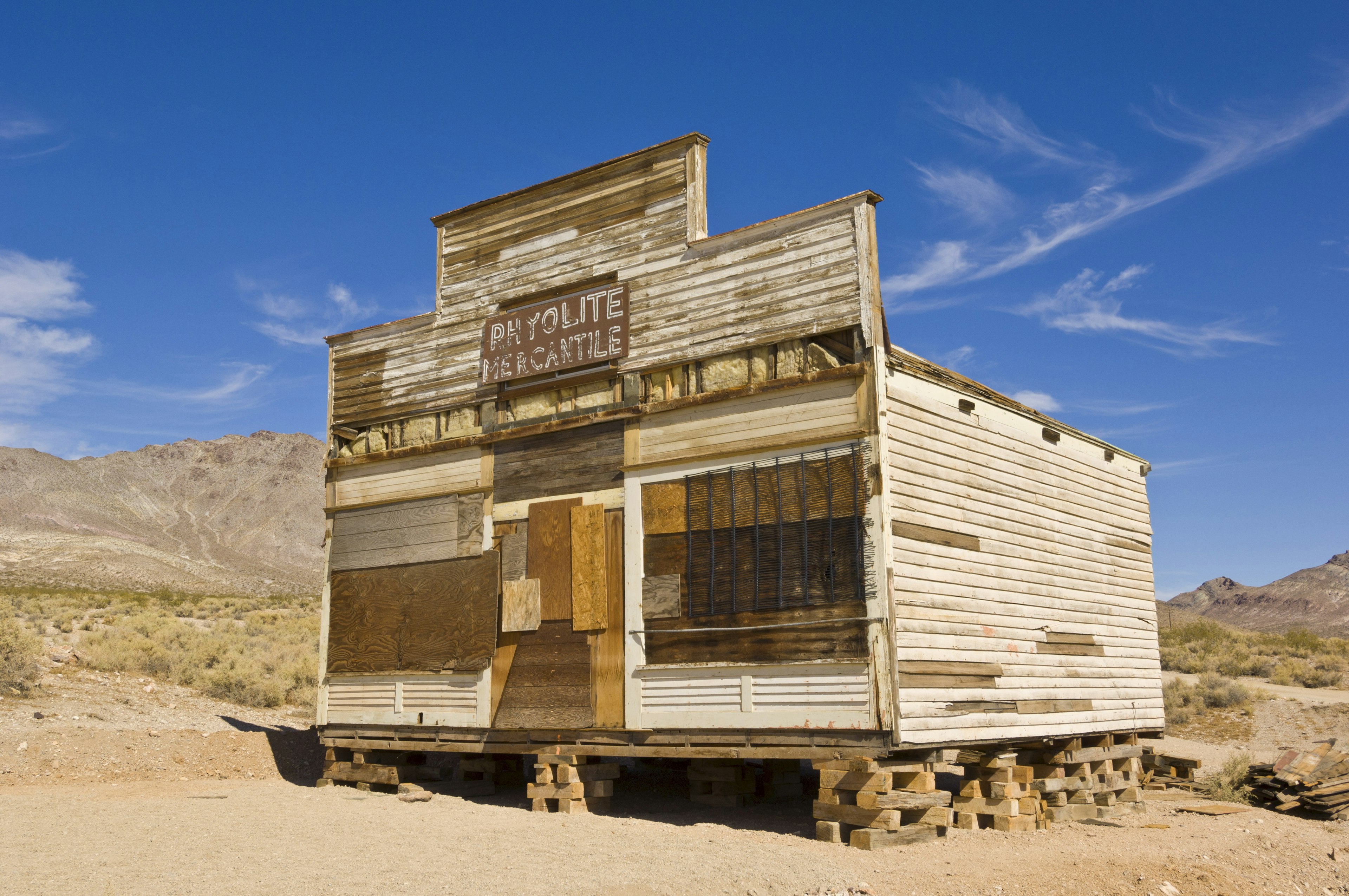 Rhyolite Mercantile, a General Store, in the ghost town of Rhyolite, a former gold mining community, Death Valley, near Beatty, Nevada, United States of America, North America