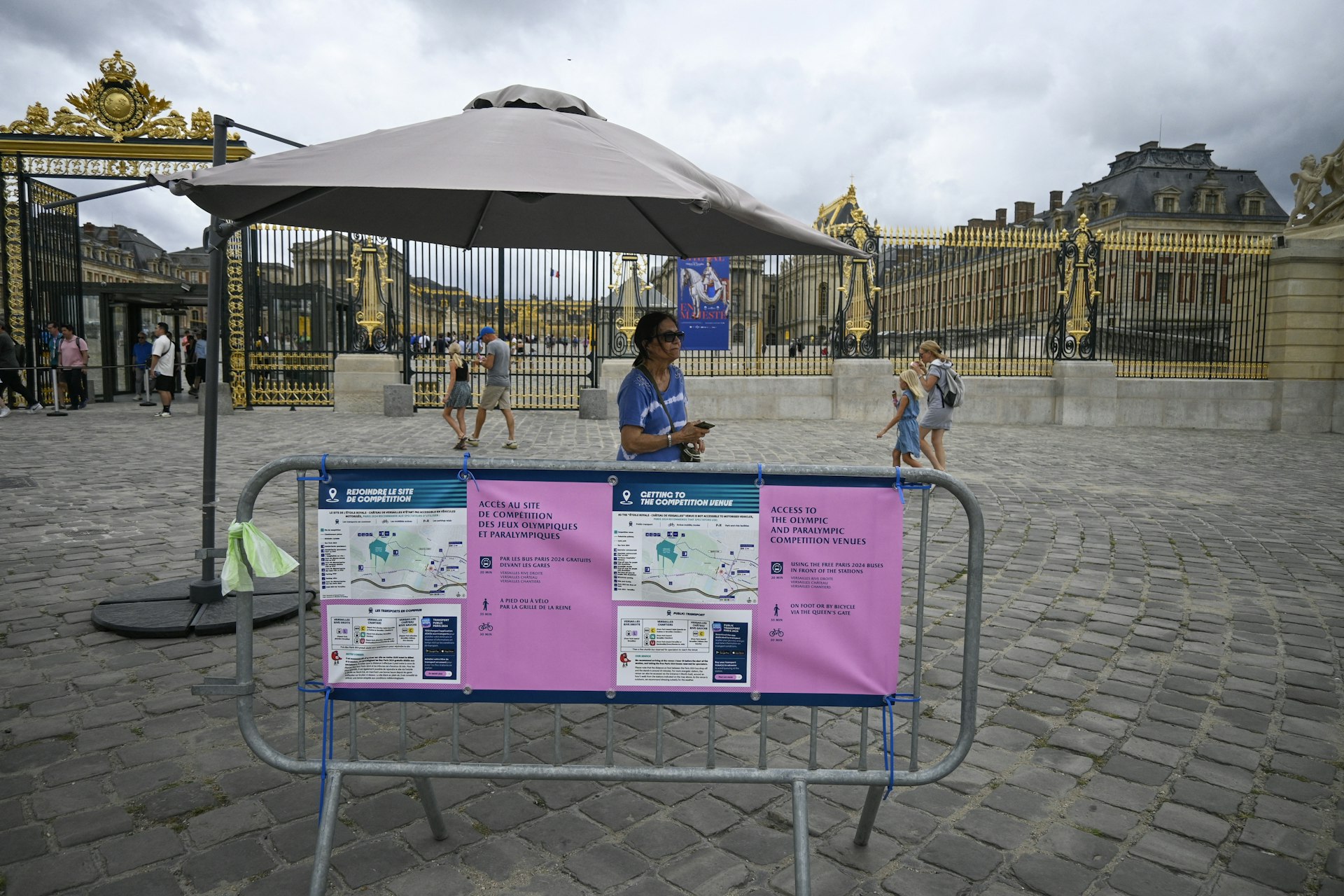 A barrier for Olympic ticket holders outside of the Chateau de Versailles. 