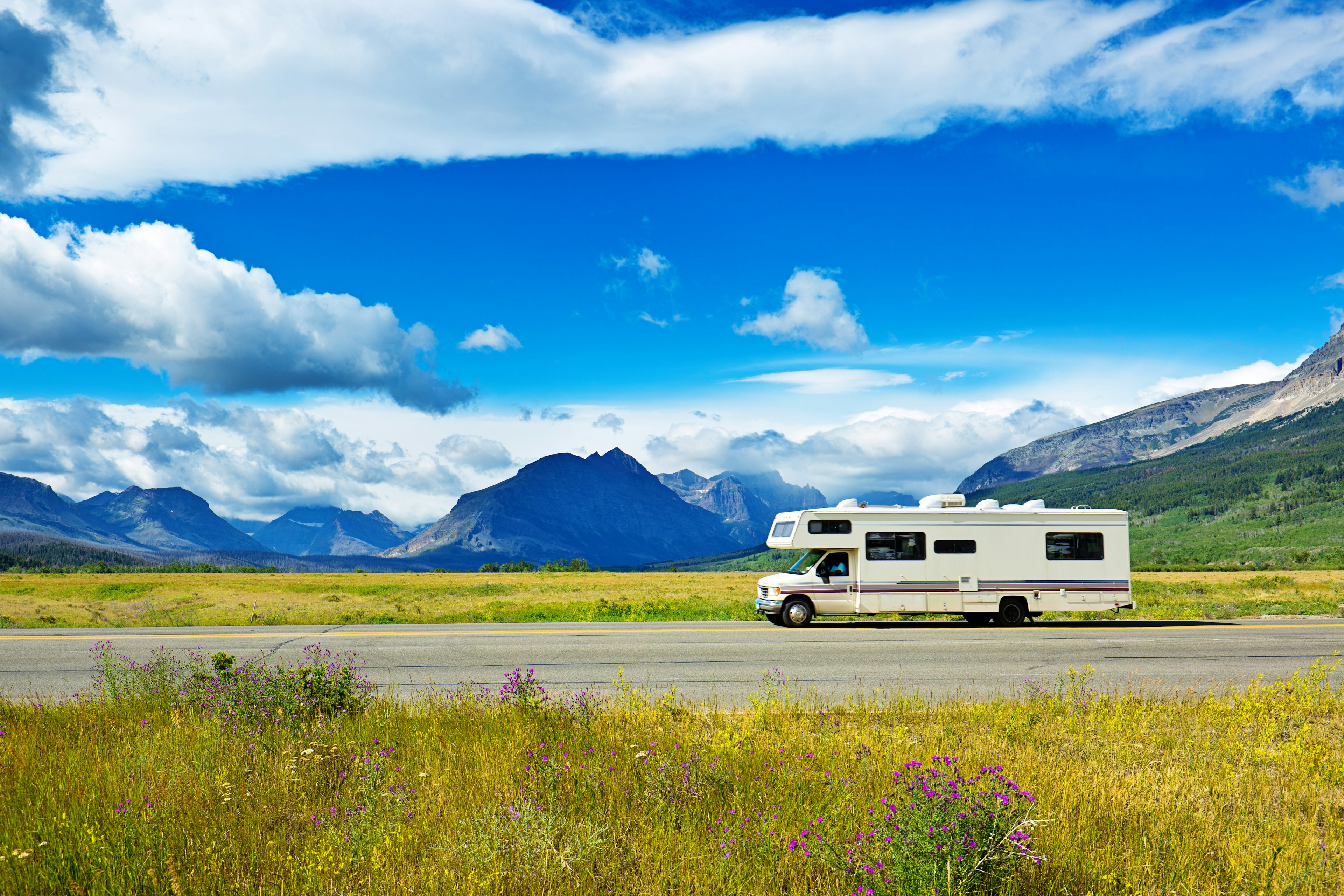 RV Camper vehicle at Glacier National Park, Montana