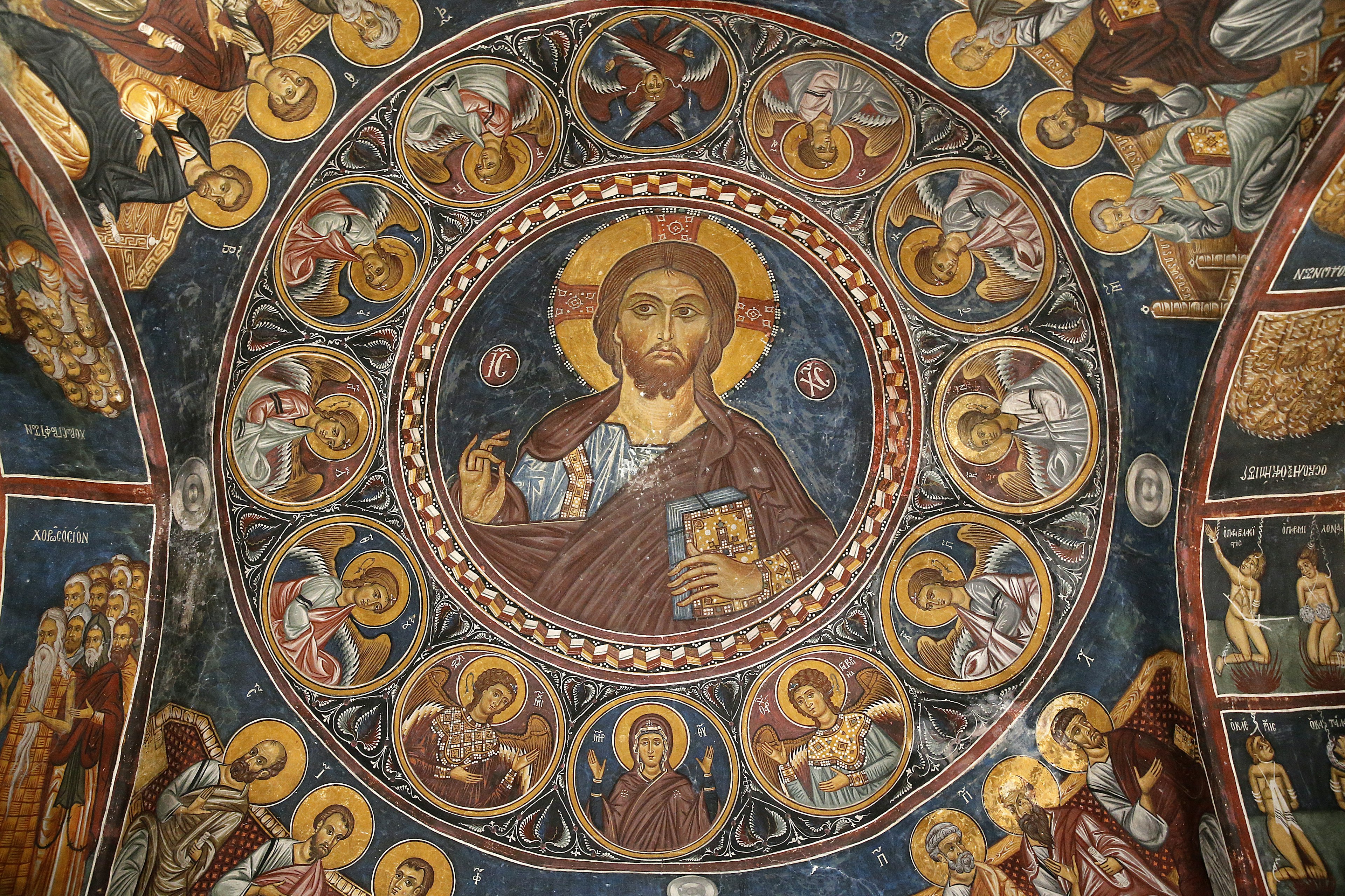 Byzantine-era ceiling murals in the church of Panagia tis Asinou