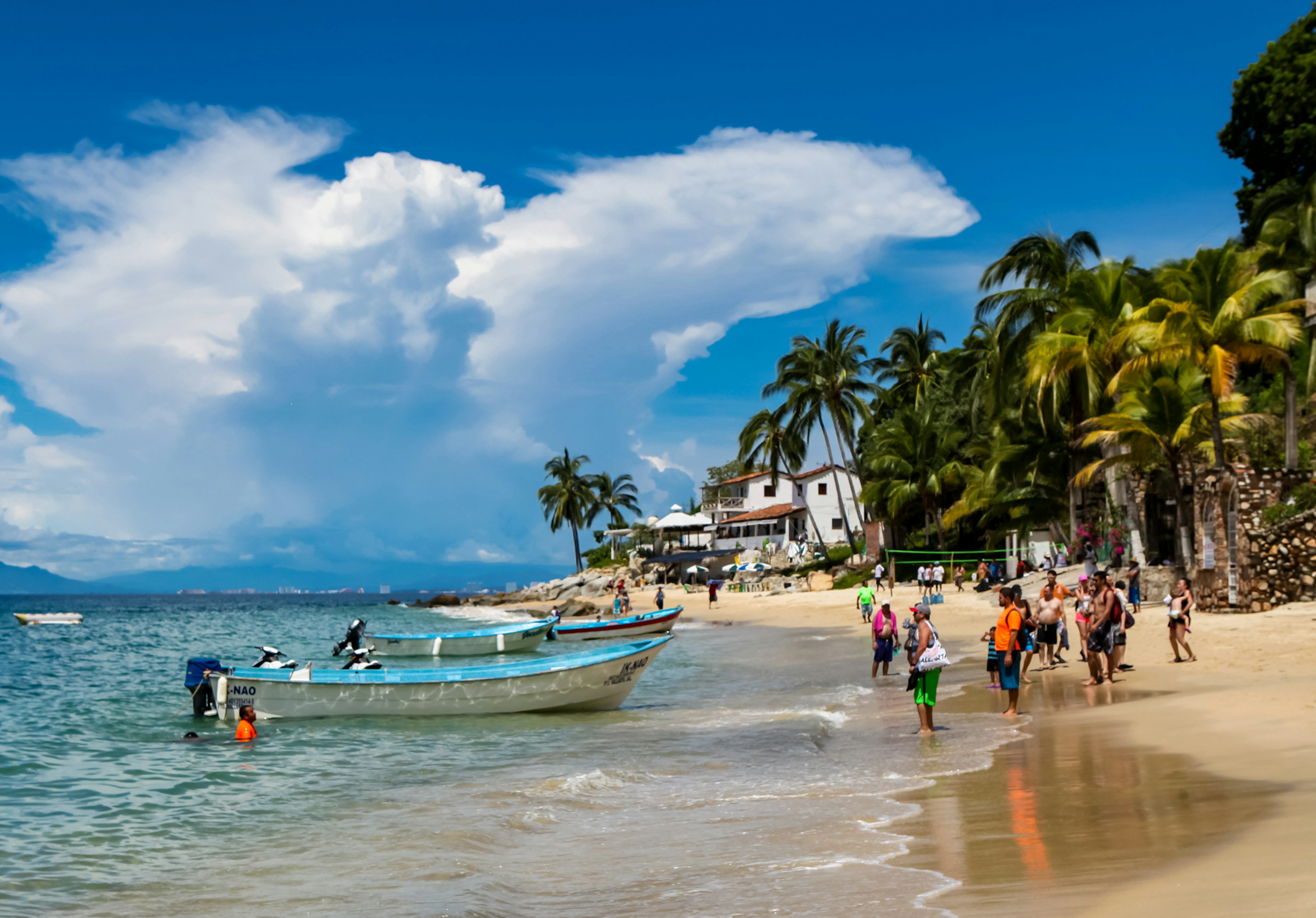 Beachgoers at Playa Las Animas near Puerto Vallarta