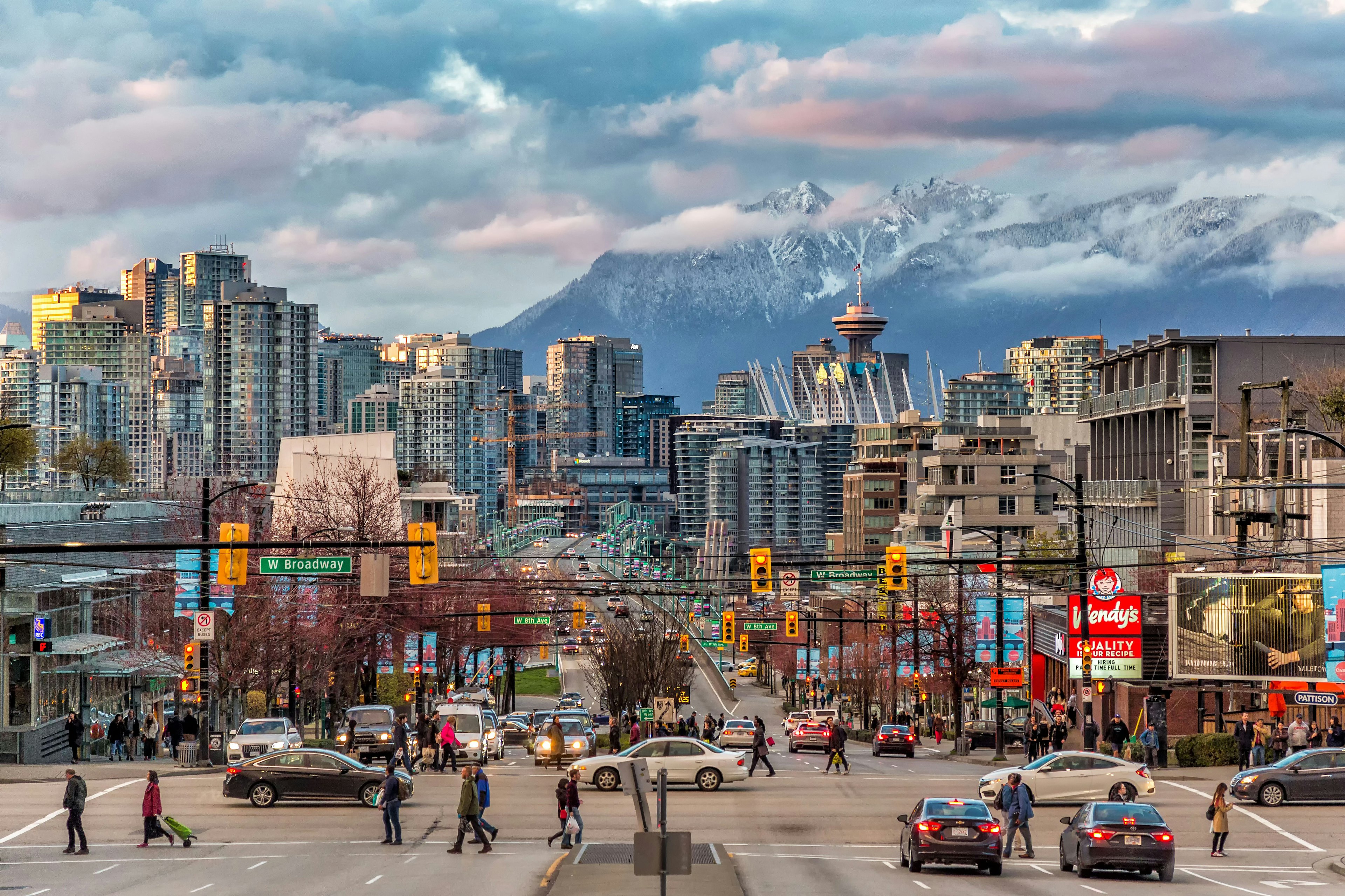 Vancouver cityscape with mountains in the background