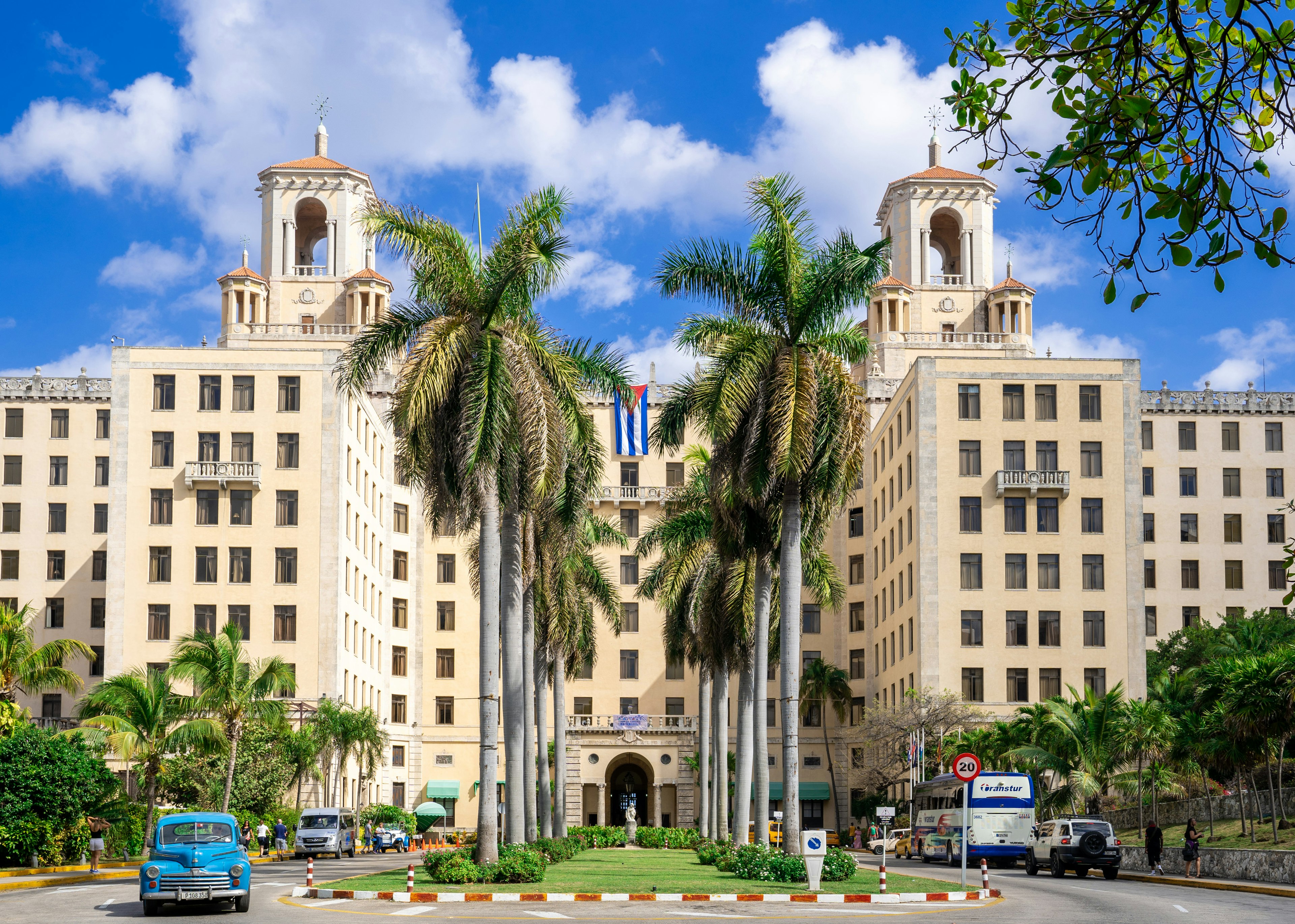 Exterior of the historic Hotel Nacional on a sunny day in Havana, Cuba