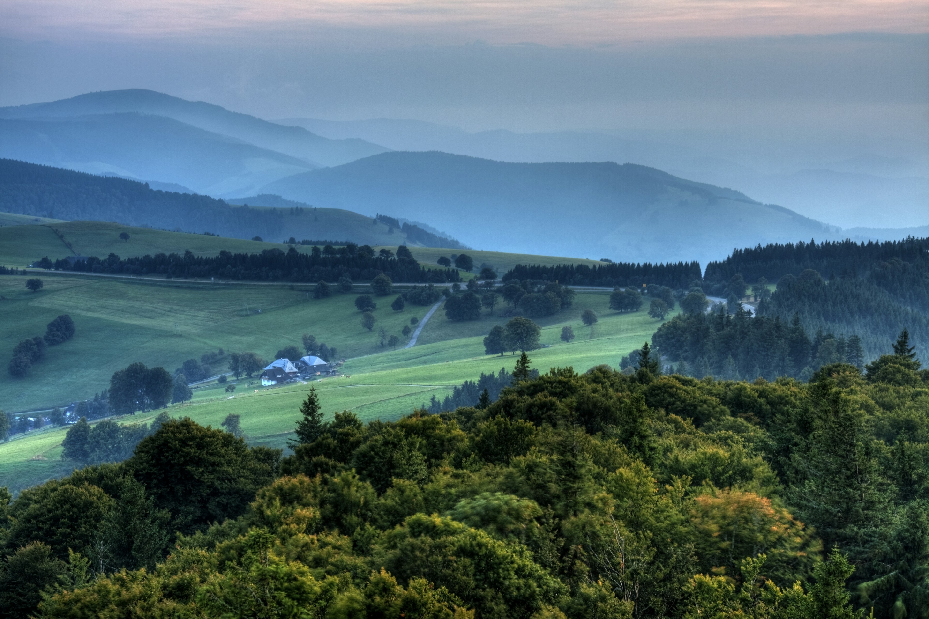 View from the Schauinsland tower over peaceful countryside