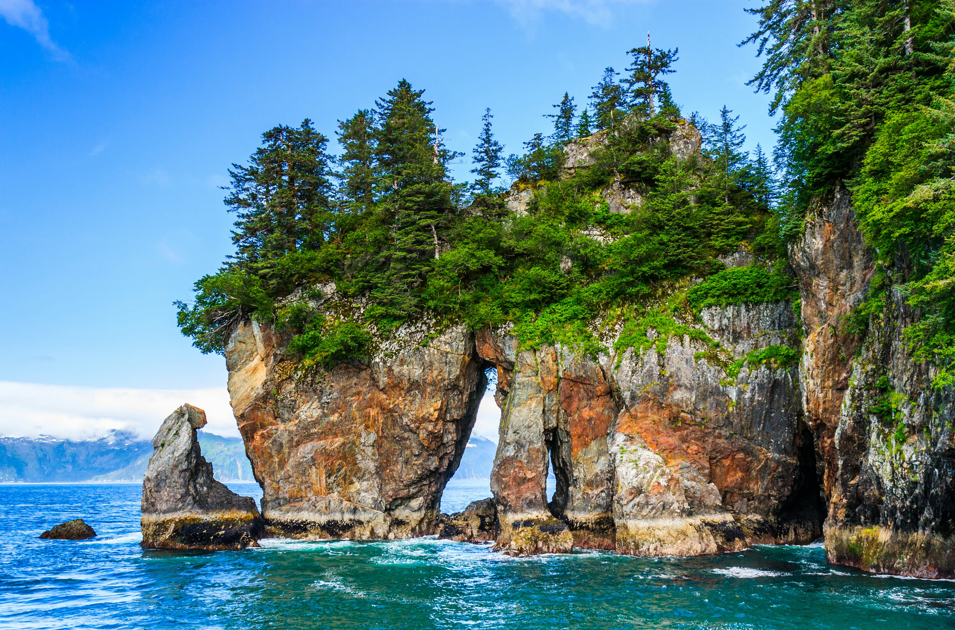 Window Rock, a natural rock formation in Kenai Fjords National Park, Alaska