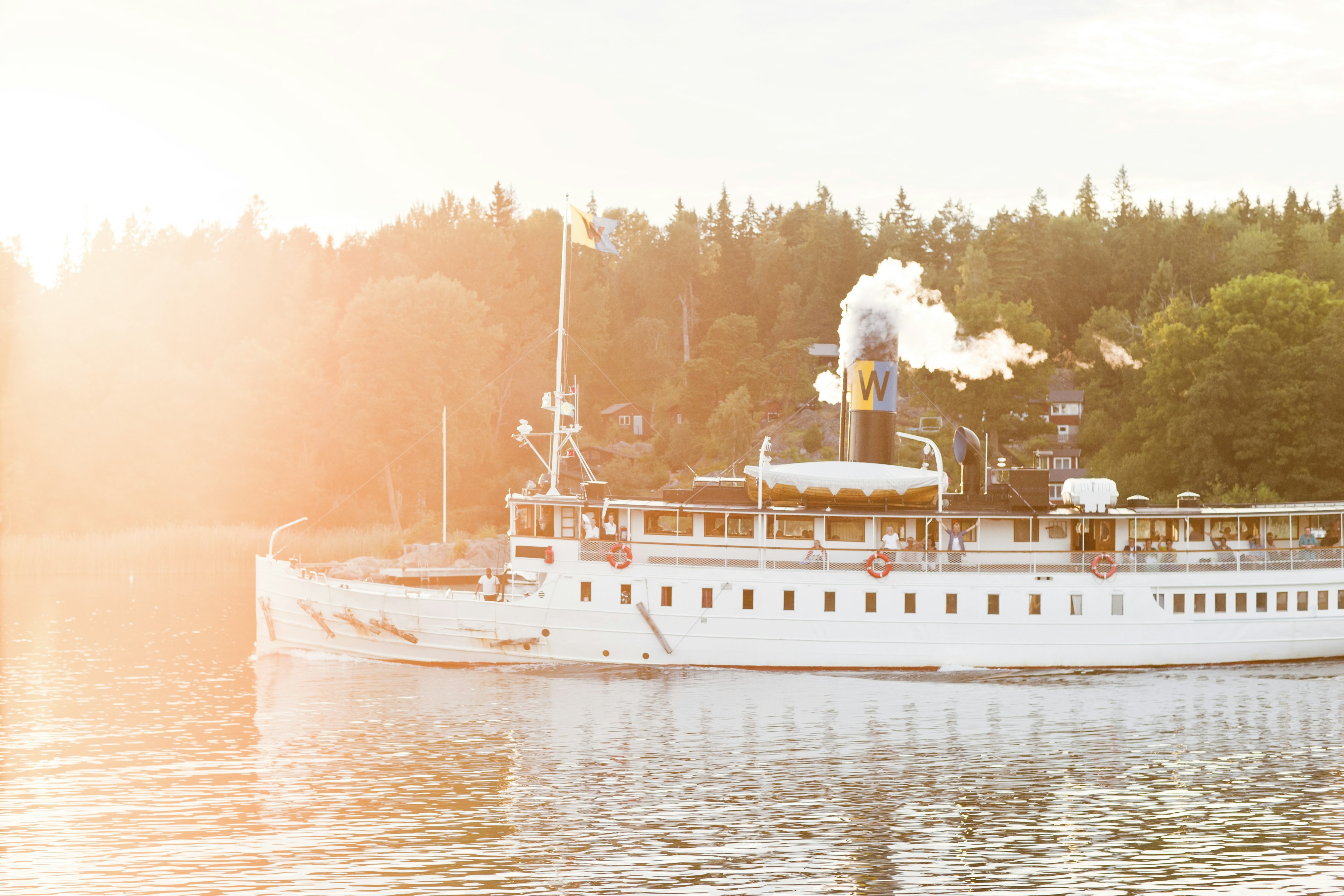 Steamboat on lake in Stockholm