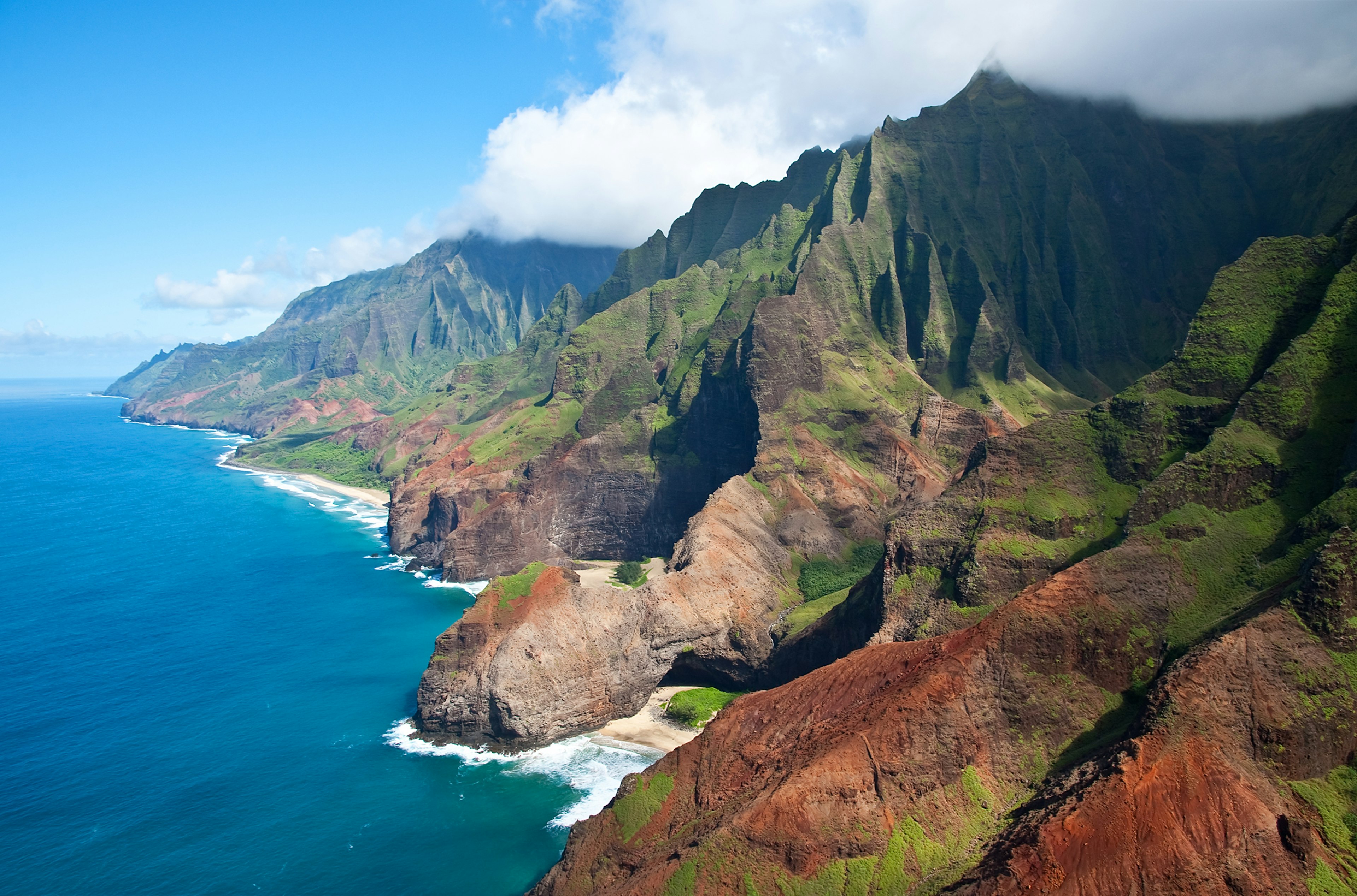 Aerial View of Na Pali Coast in Kauai, Hawaii