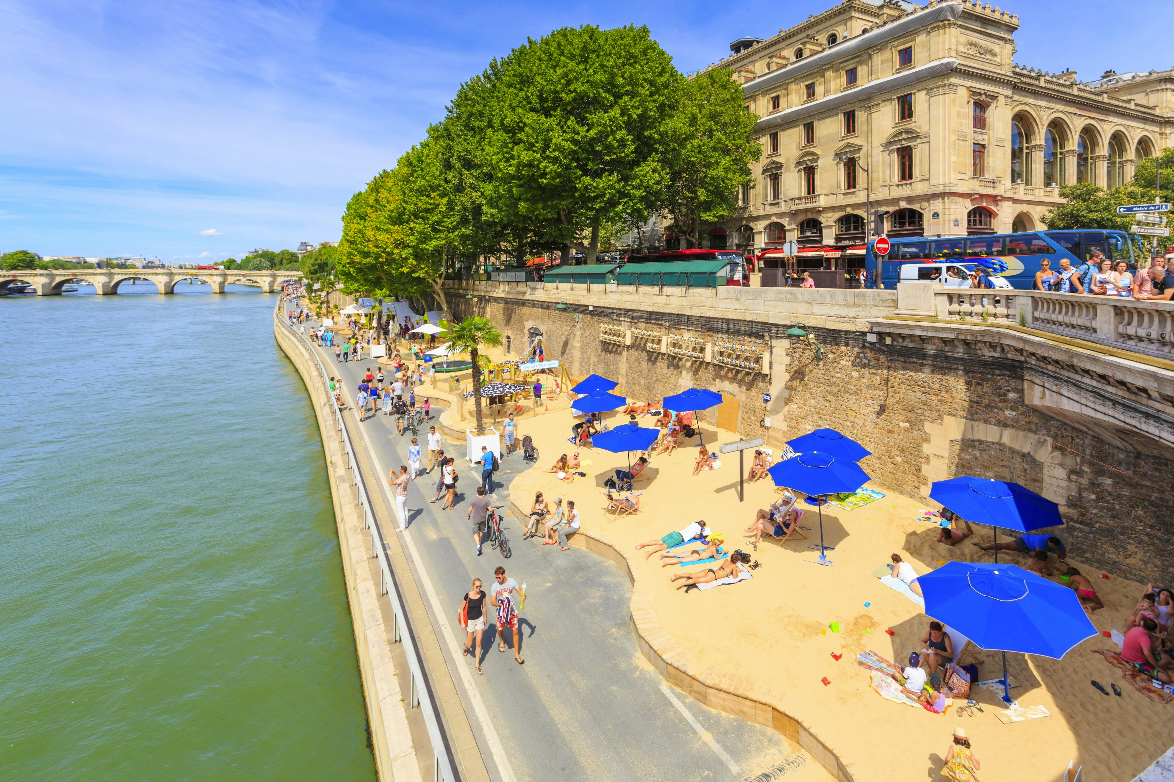 Paris Plages, a city beach on the Seine riverbank