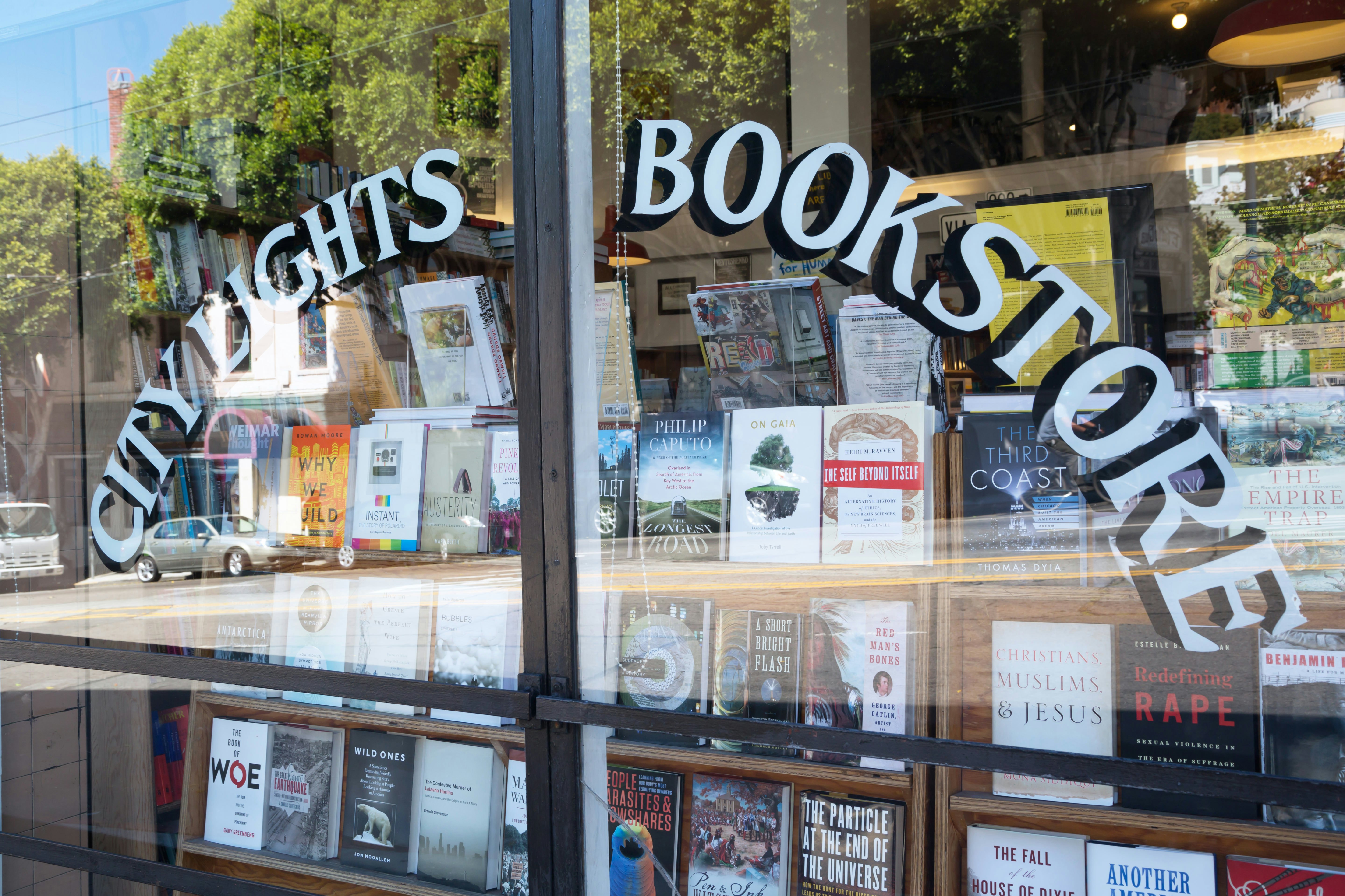 The window of the City Lights Bookstore in San Francisco.