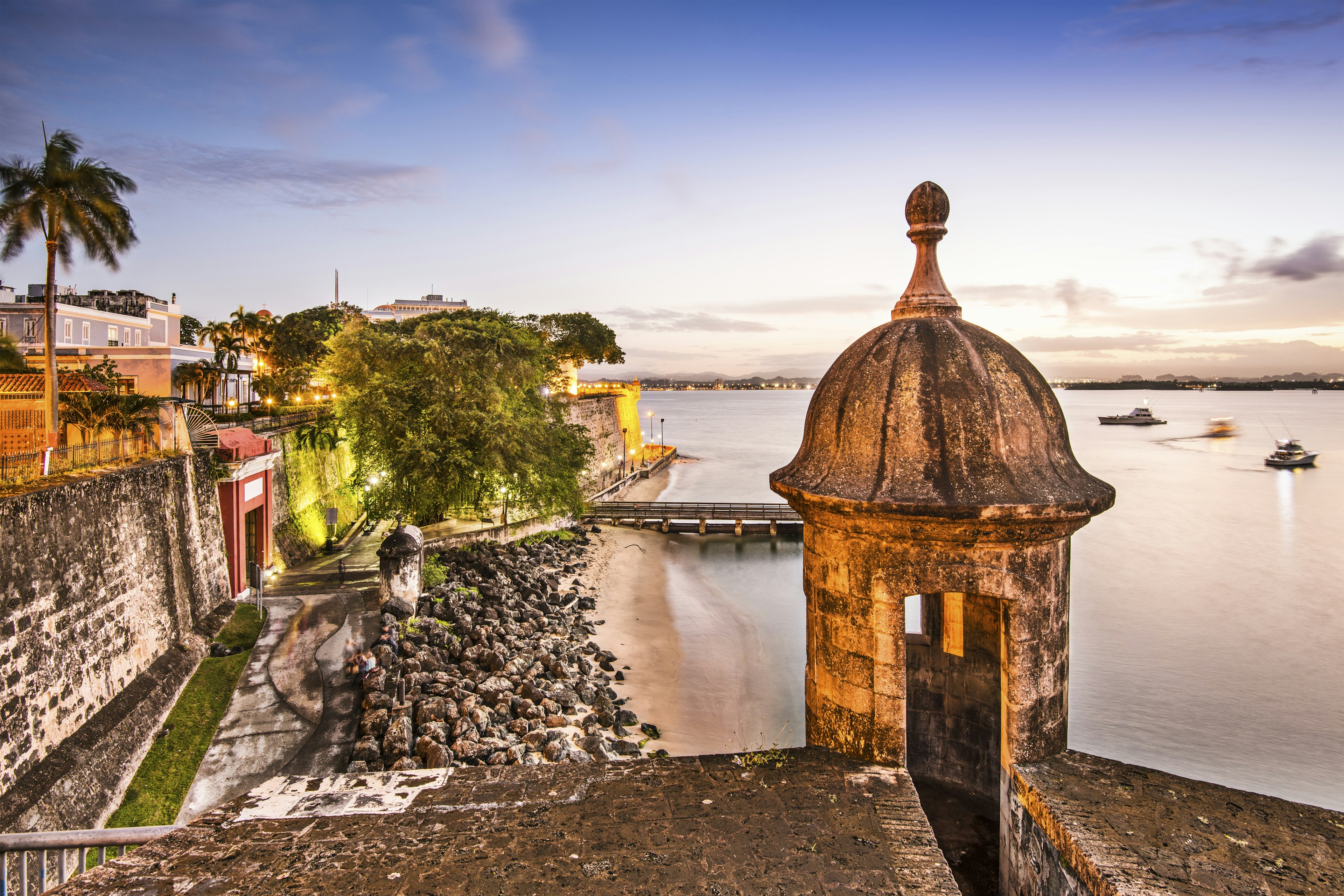 The waterfront in San Juan, Puerto Rico, with imposing fortifications