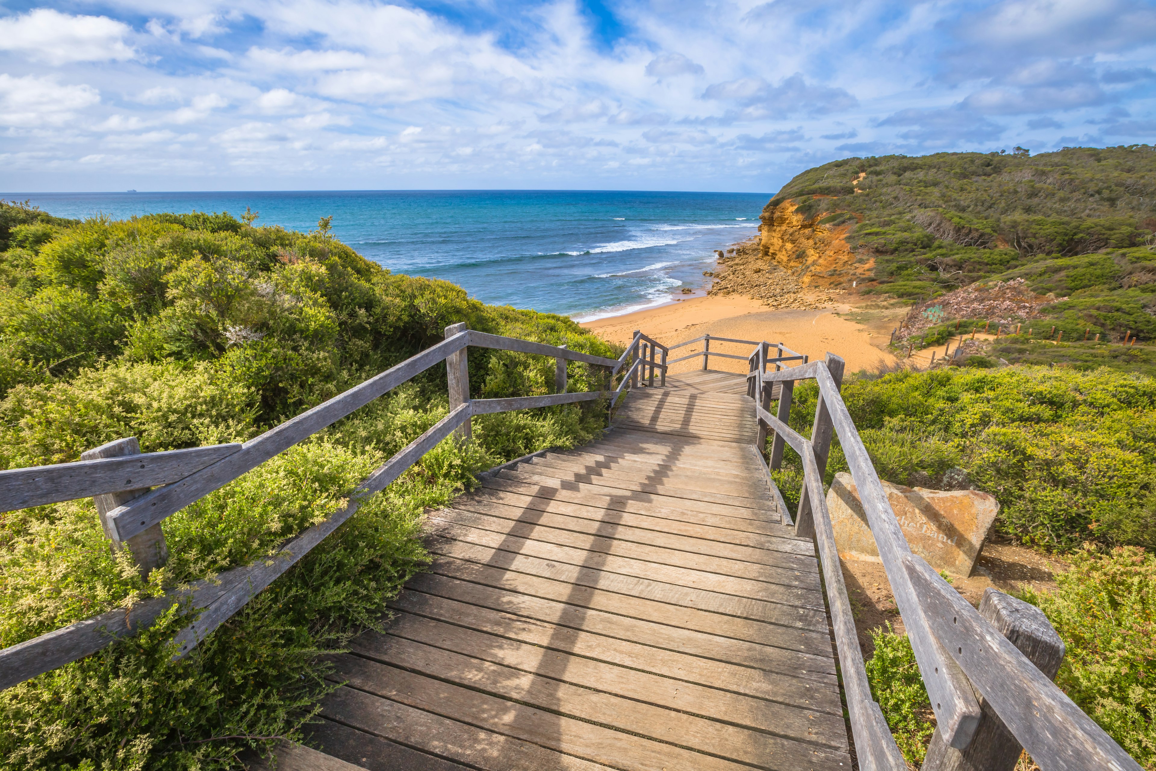 A walkway to Bells Beach on the Surf Coast of Victoria, Australia