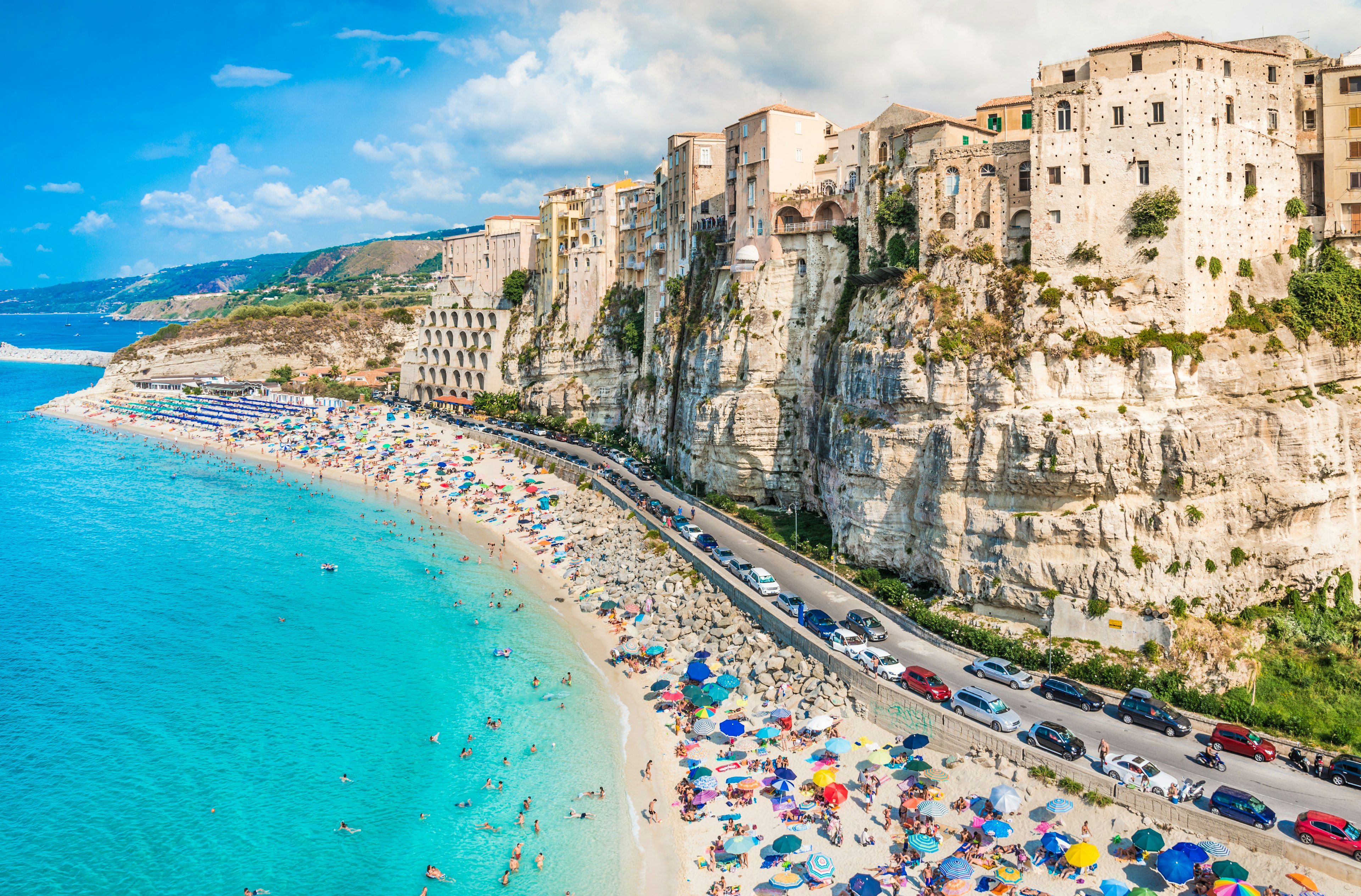 A panoramic view of Tropea's seashore