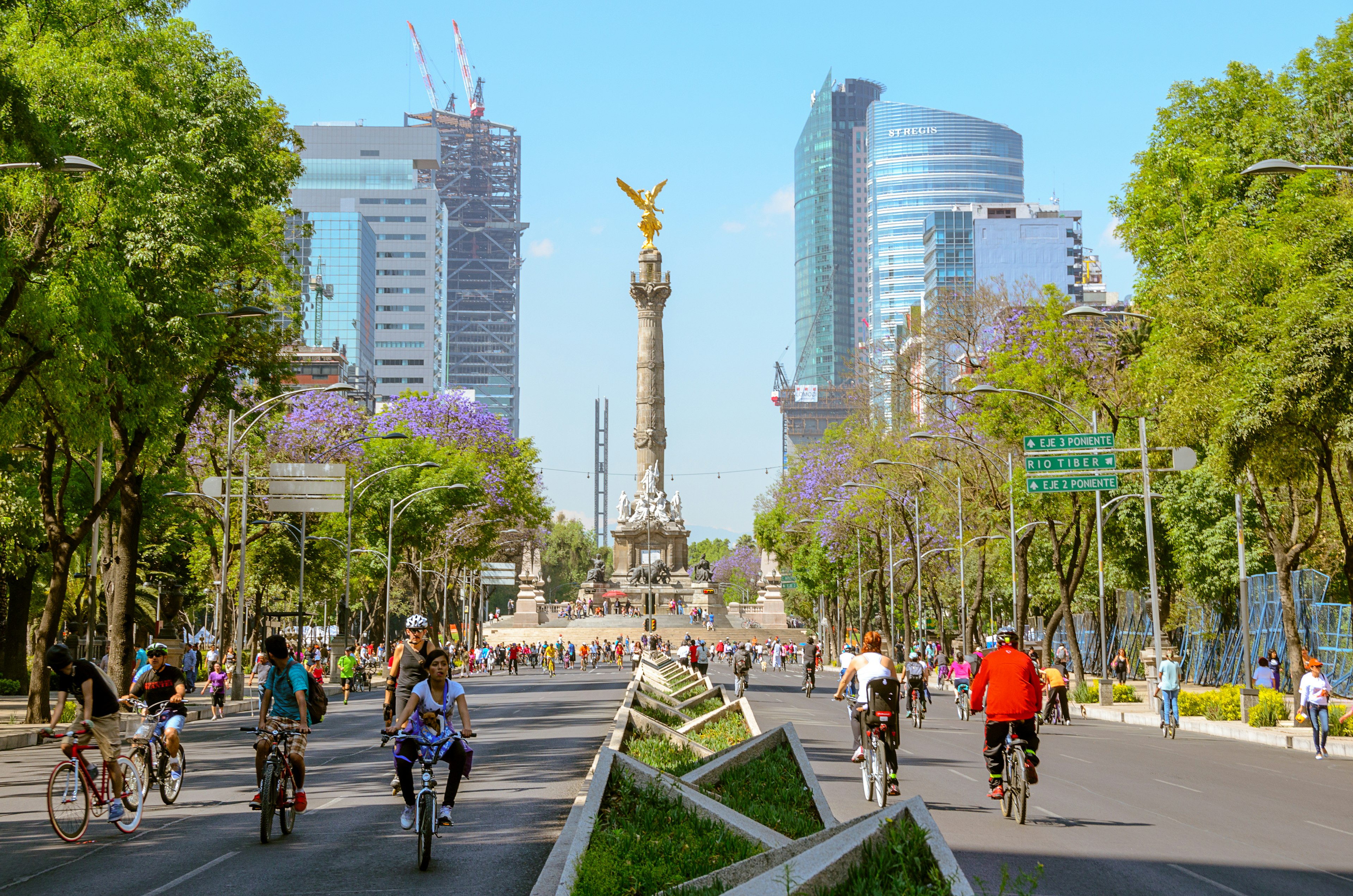 Bicycle riders take to car-free streets on Sundays in Mexico City