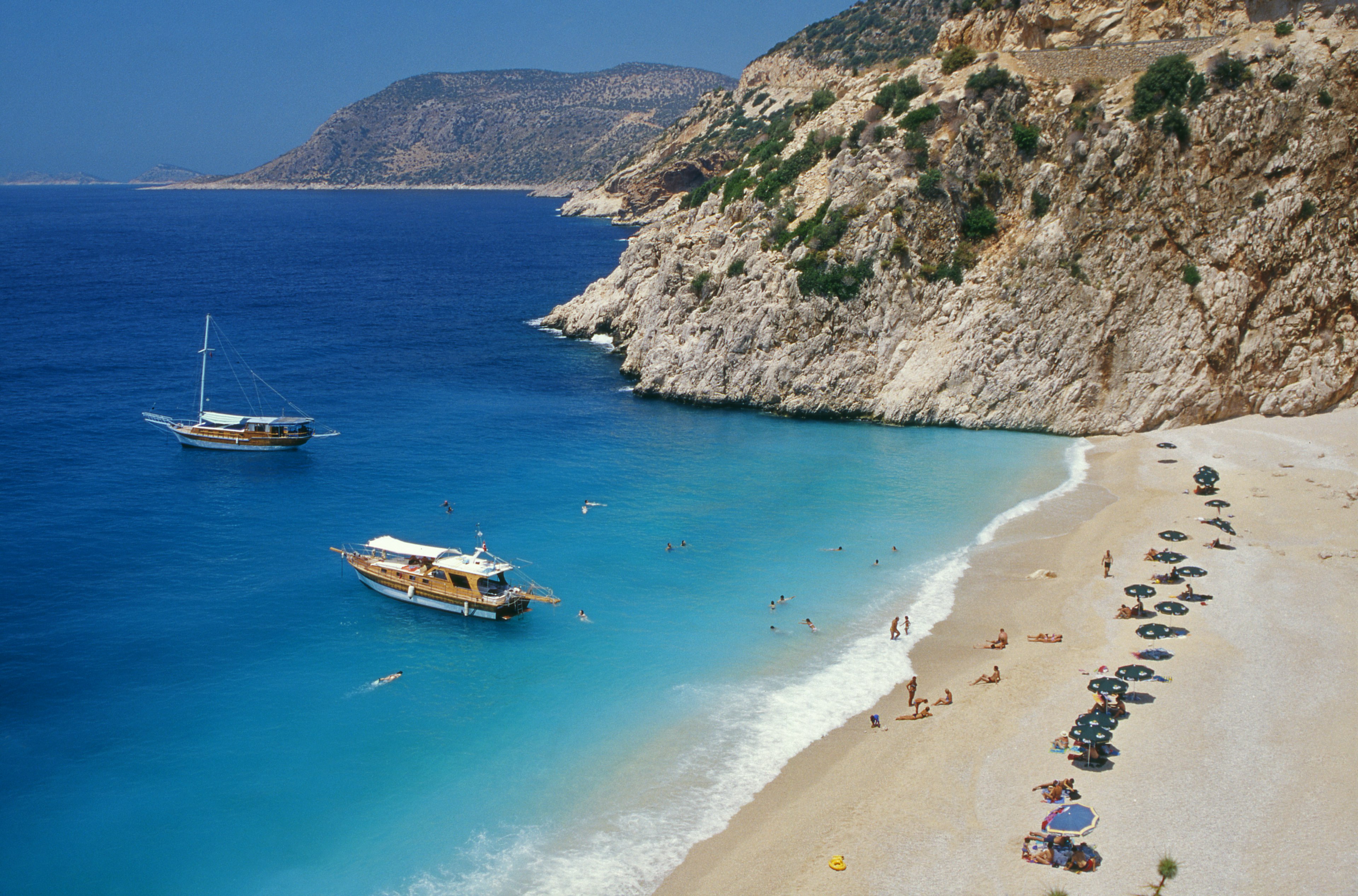 Aerial view of Kaputaş Beach, between Kas and Kalkan in southwestern Turkey