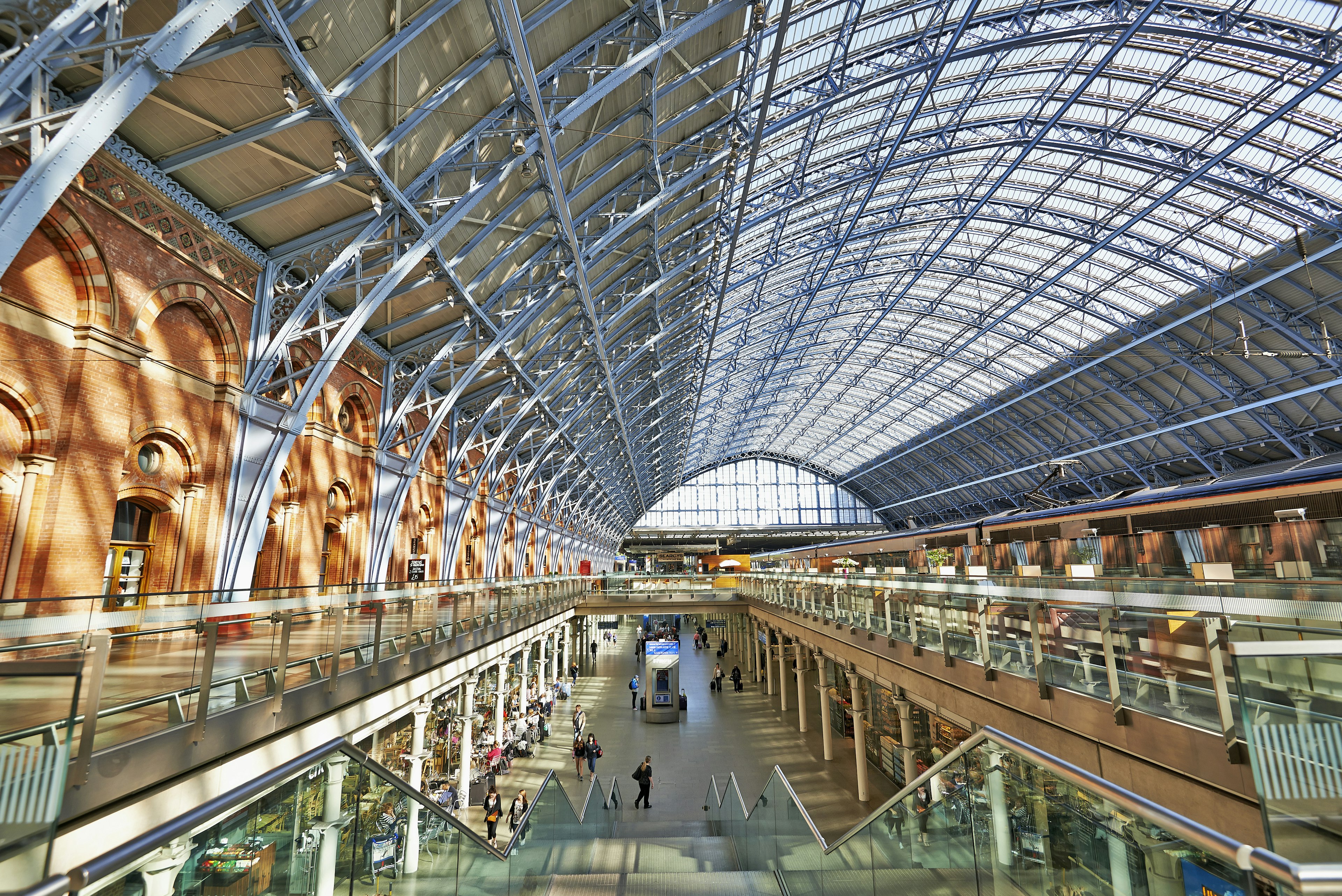 The interior of St Pancras Station.