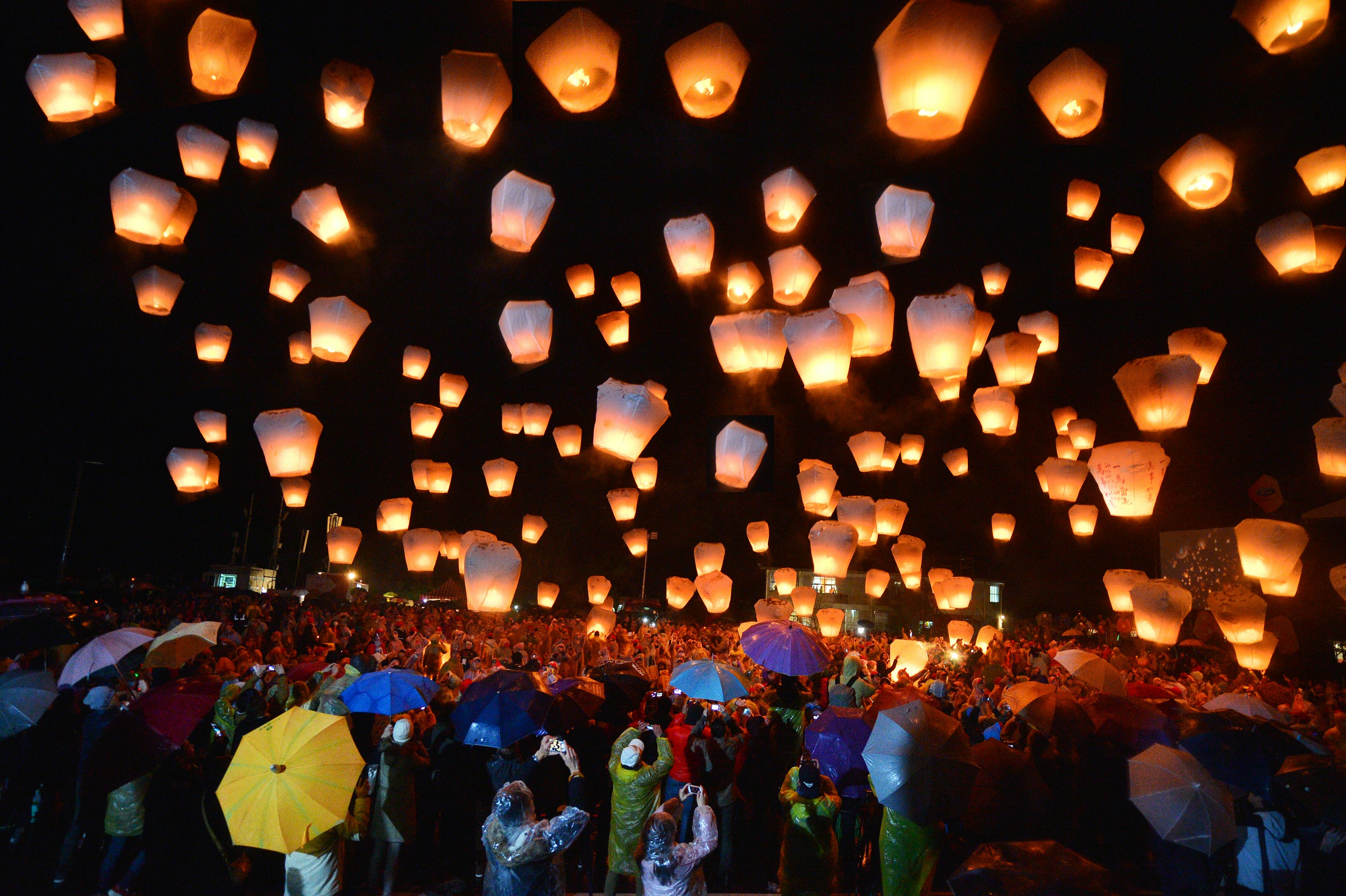 The annual sky lantern festival in northern Taiwan's Pingxi District