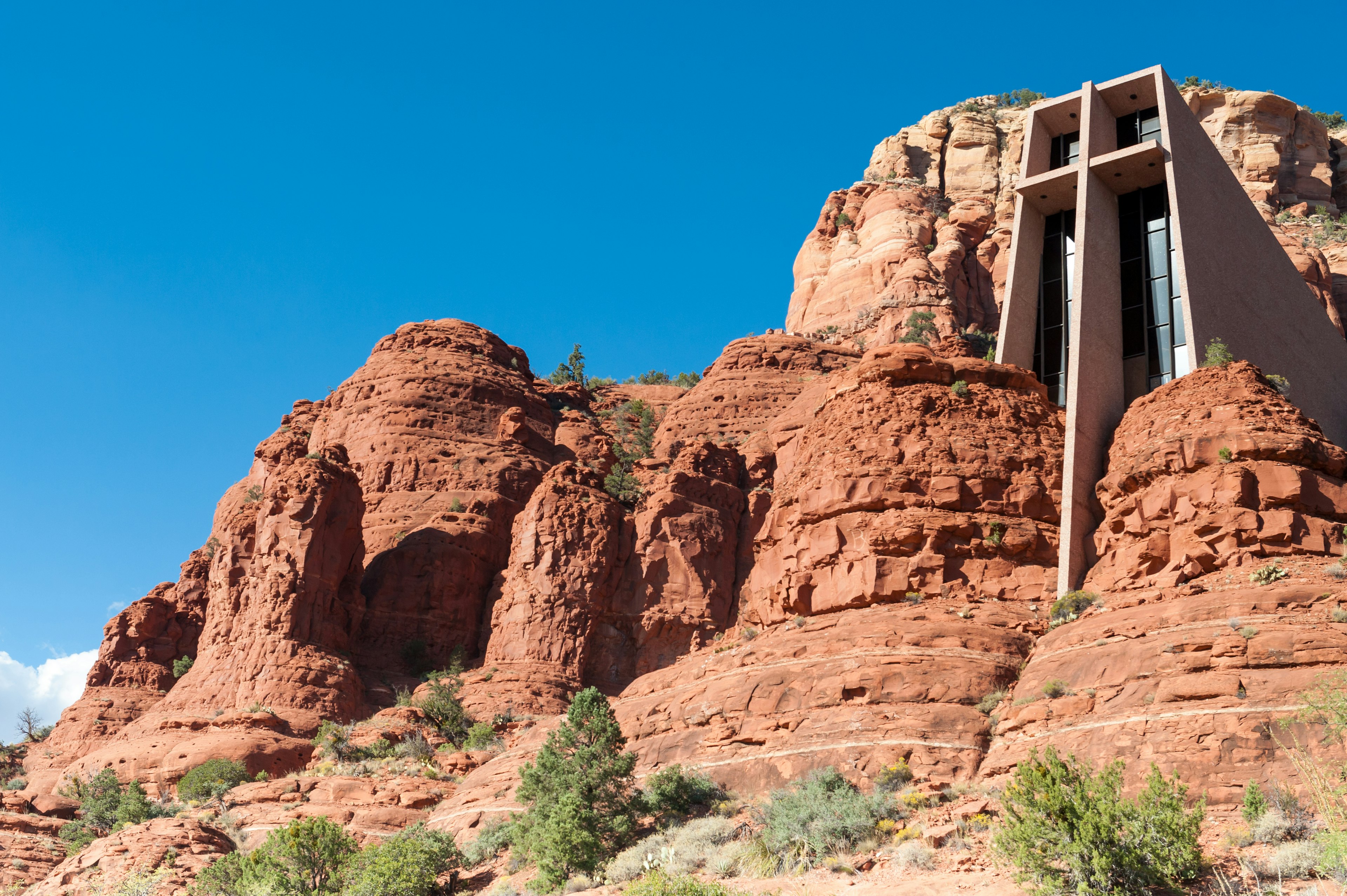 USA, Arizona, Yavapai county. Sedona, View of Chapel of Holy Cross