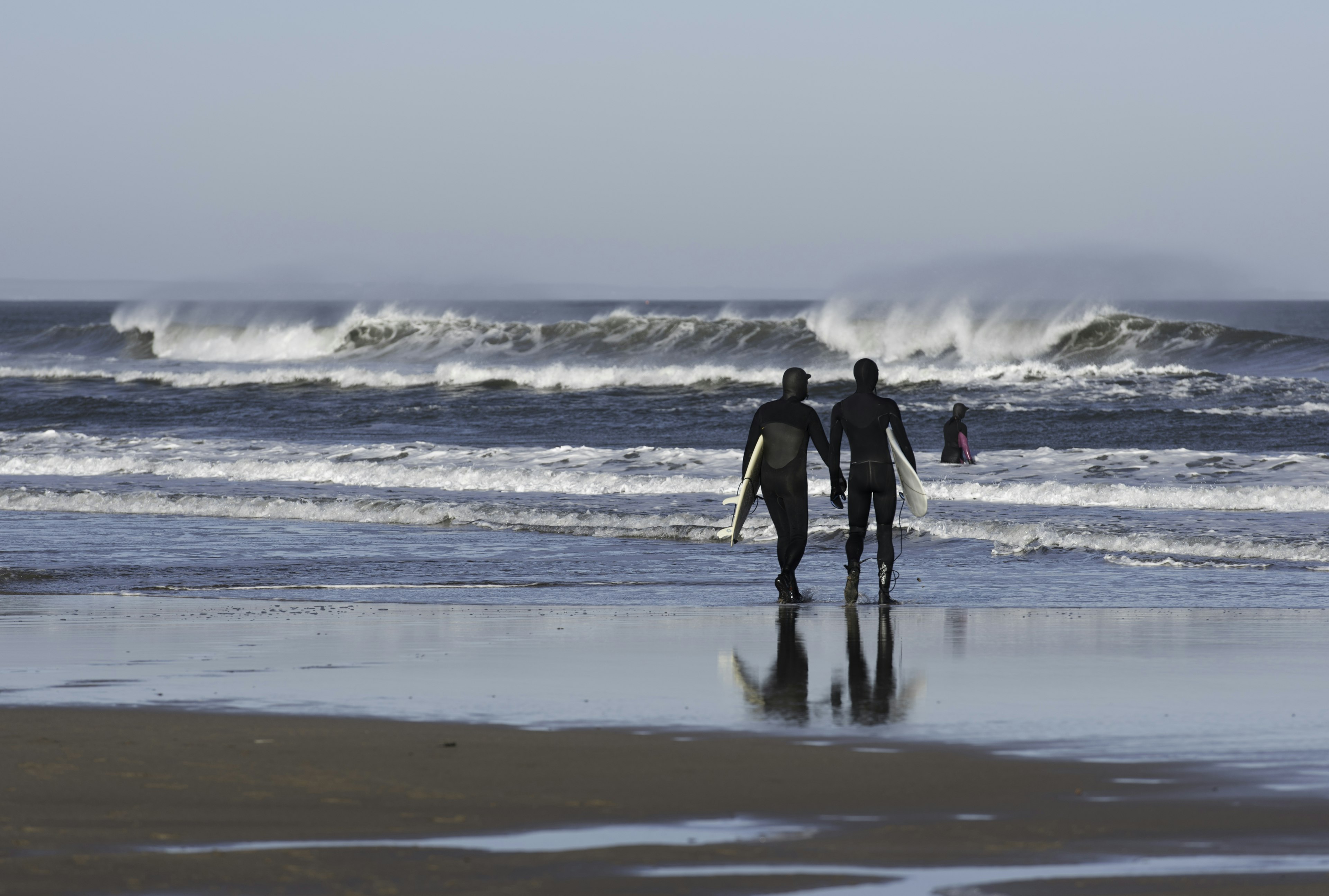 Two surfers walking towards the sea
2015; Adult; Adults Only; Beach; Belhaven Bay; Carrying; Cold Temperature; East Lothian; Horizontal; Leisure Activity; Outdoor Pursuit; Outdoors; Photography; Recreational Pursuit; Reflection; Sand; Scotland; Sea; Sport; Sports Activity; Sunny; Surf; Surfboard; Surfer's Paradise; Surfing; UK; Walking; Wave; Wet; Wetsuit; Winter;