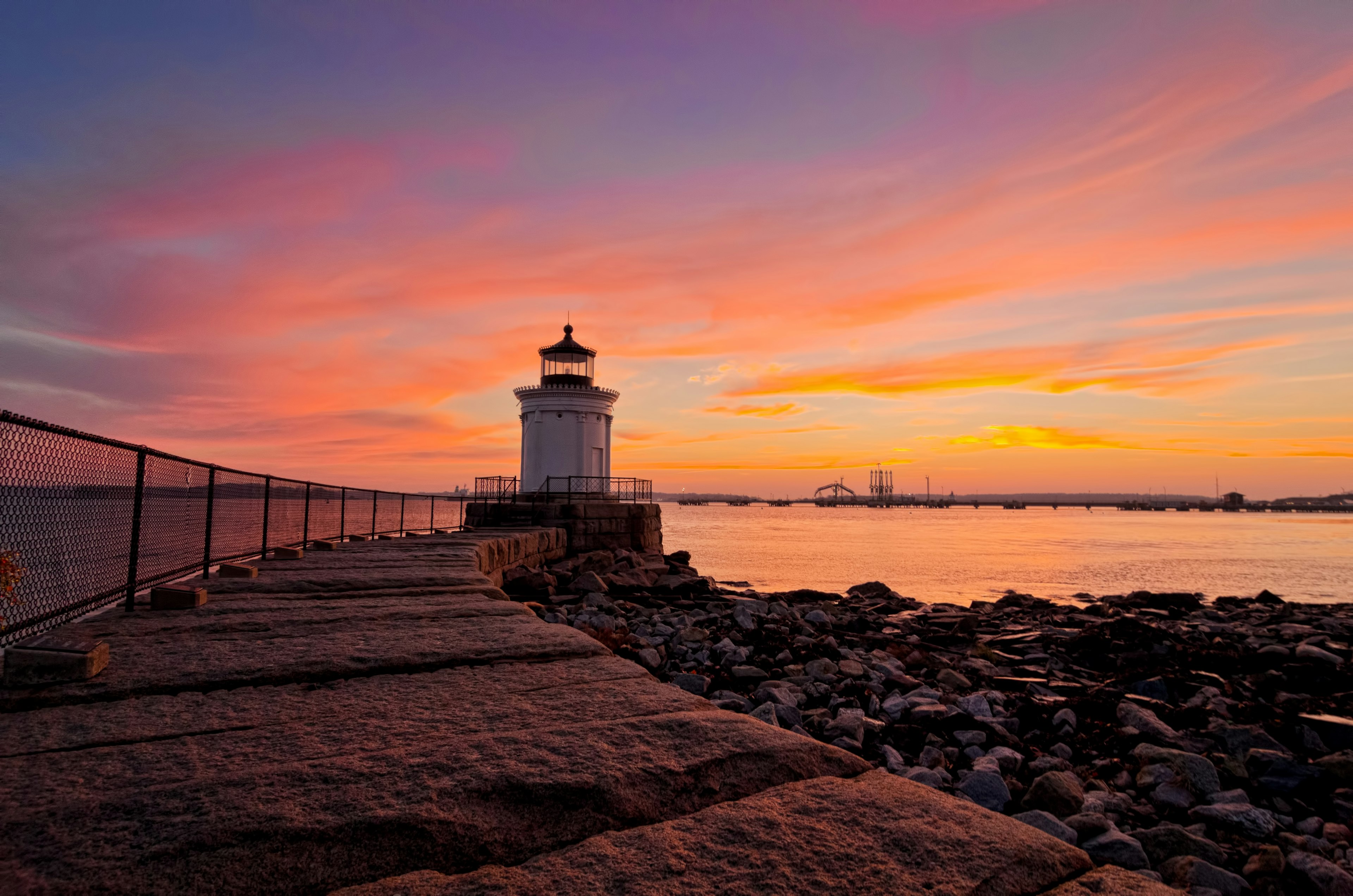 Bug light at sunrise in Portland, Maine