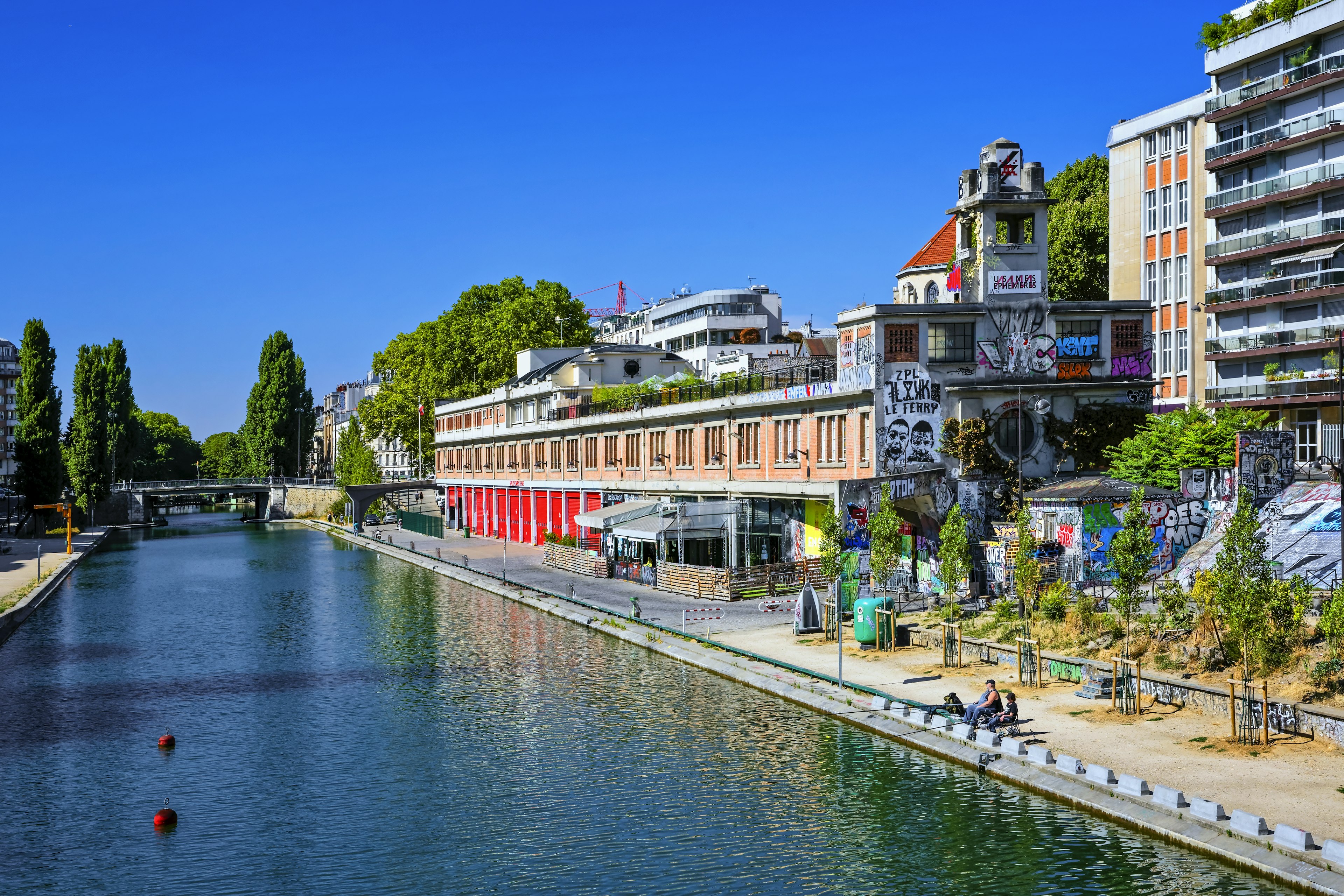 View of Canal St-Martin in Paris, France