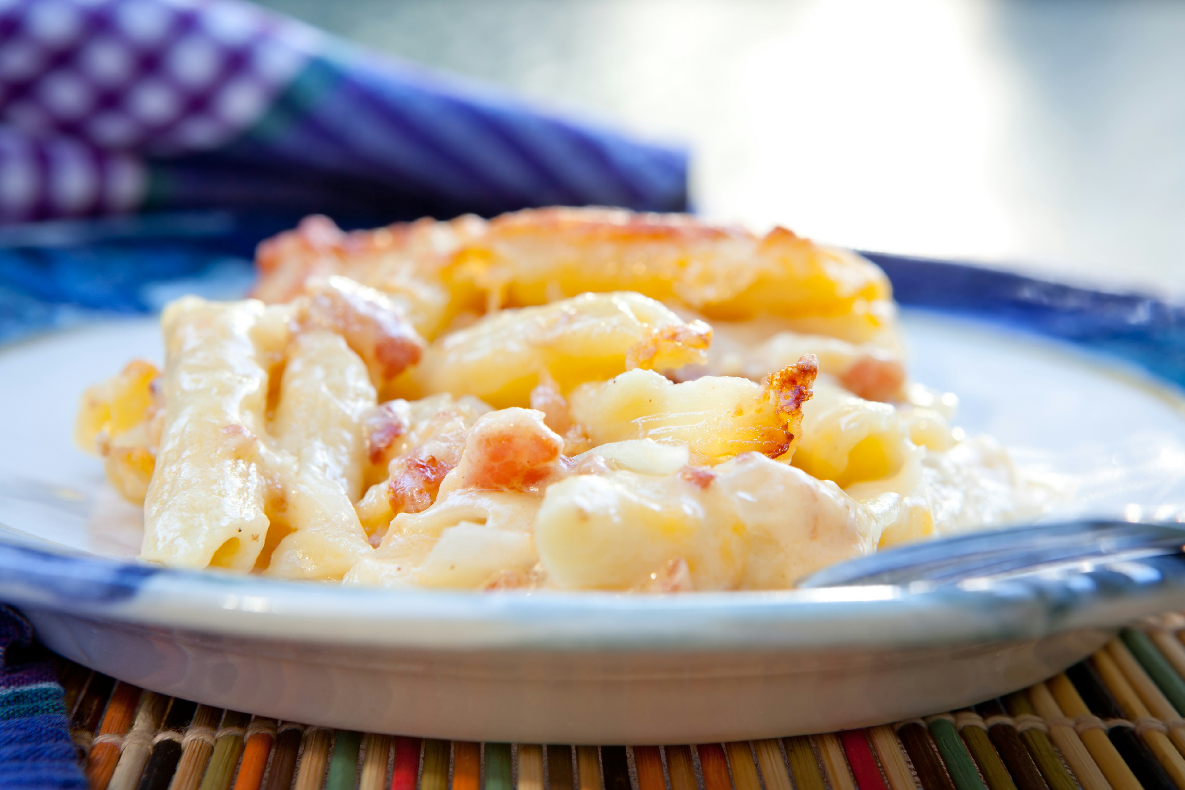 Homemade macaroni and cheese on a plate