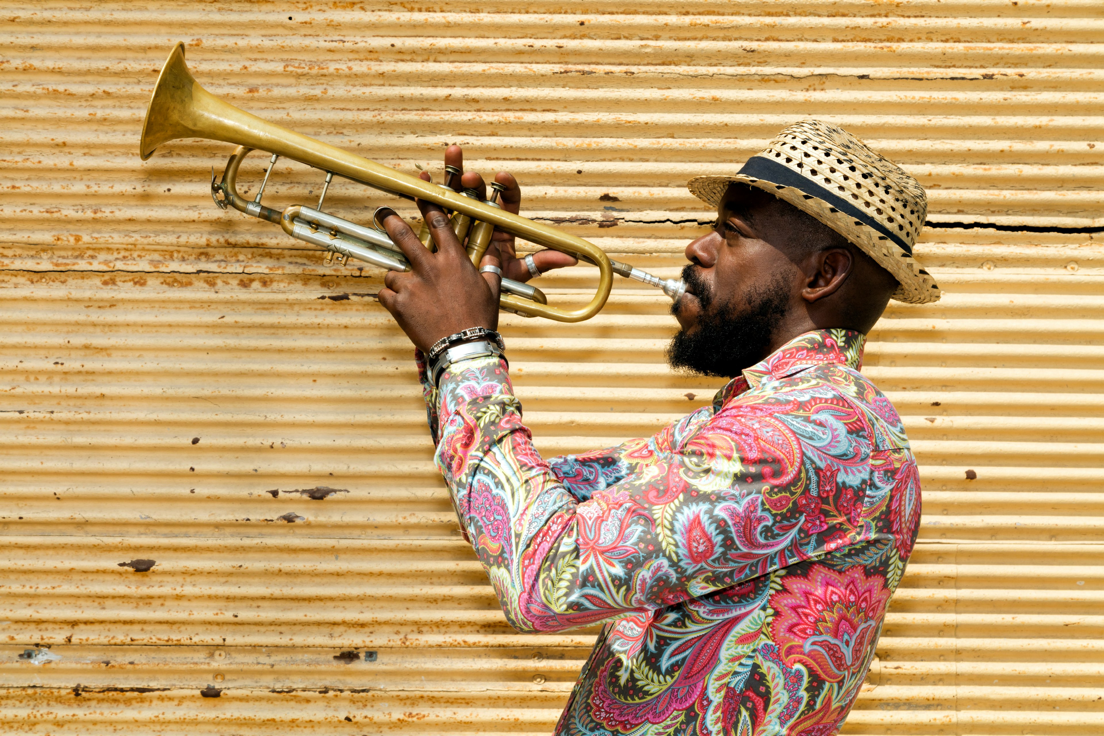 Cuban musician playing trumpet in Havana, Cuba