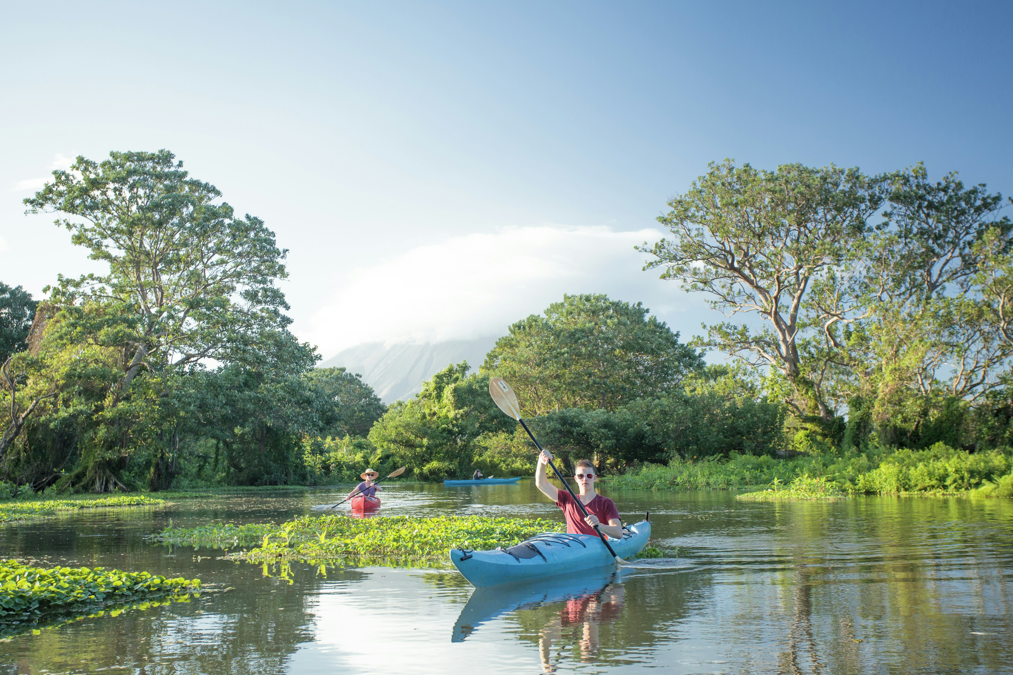 Tourists kayaking on Lake Nicaragua