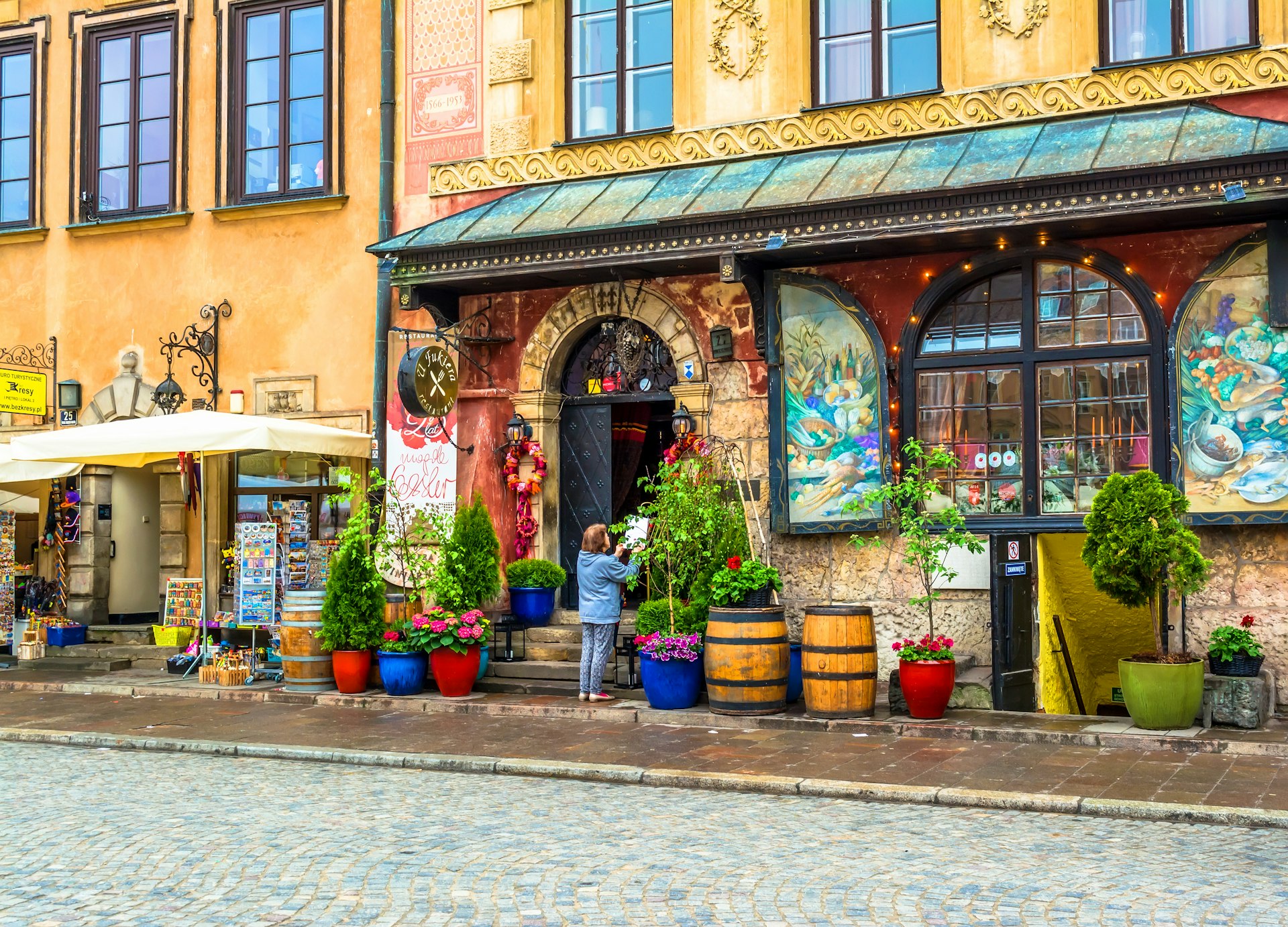 Colourful shopfront in the old town of Warsaw.