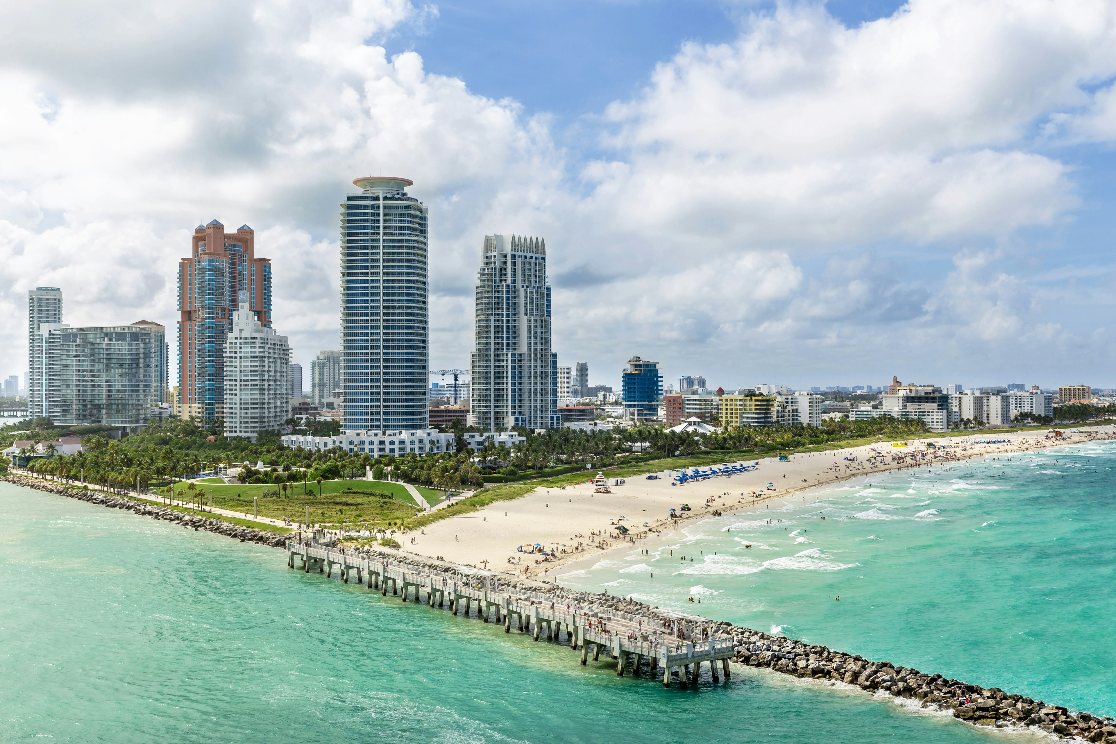 South Beach Miami from South Pointe Park, Florida, USA