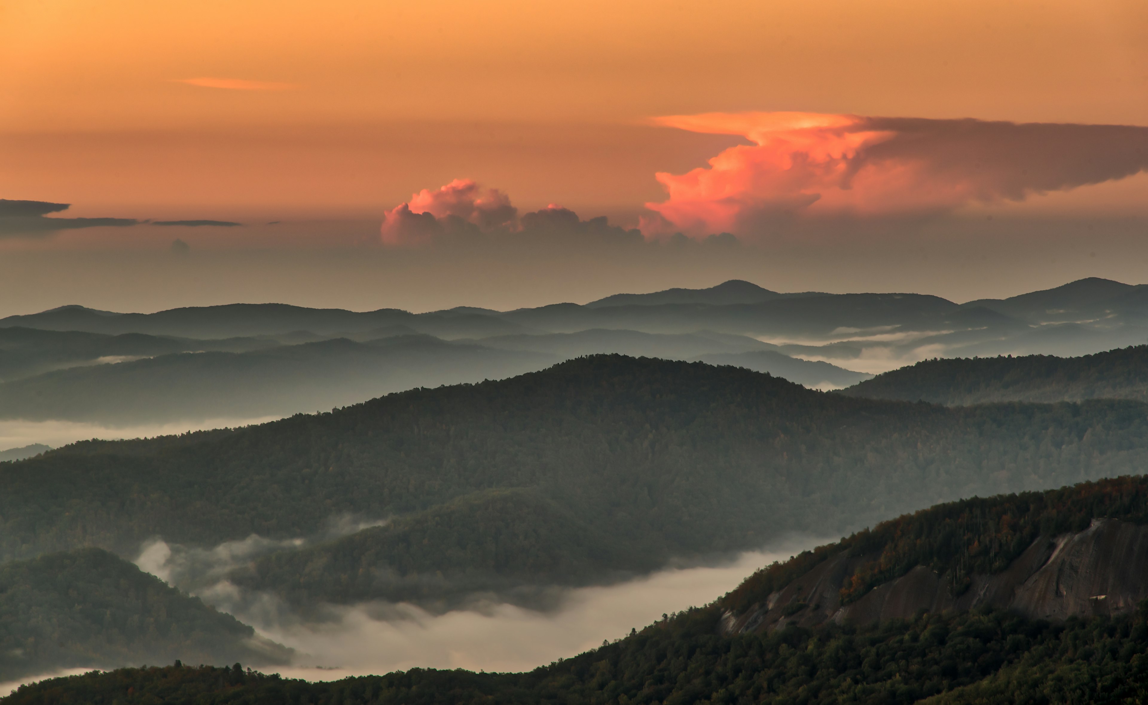 Sunrise over the Pisgah National Forest