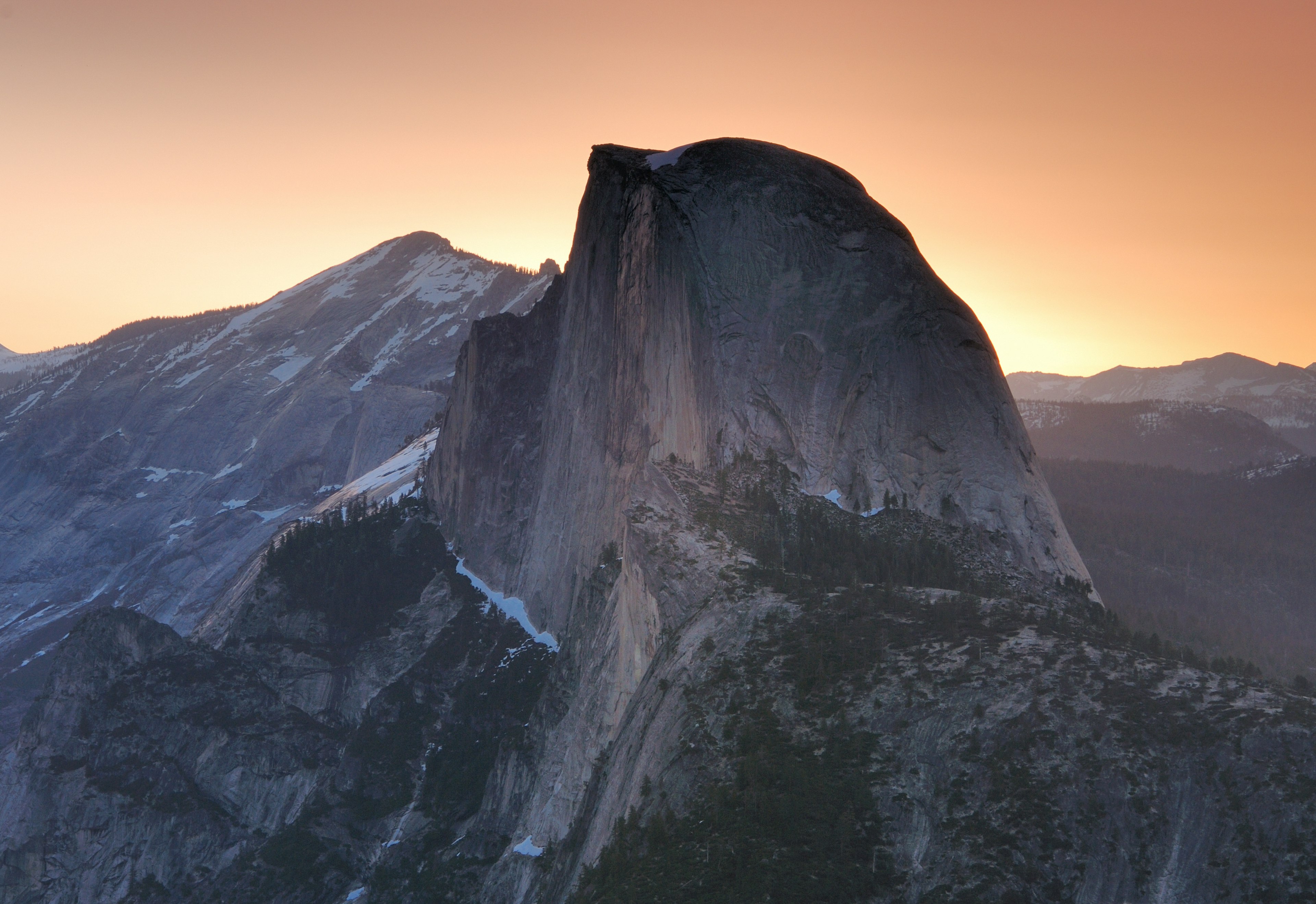 Half Dome peak at Yosemite National Park at sunrise