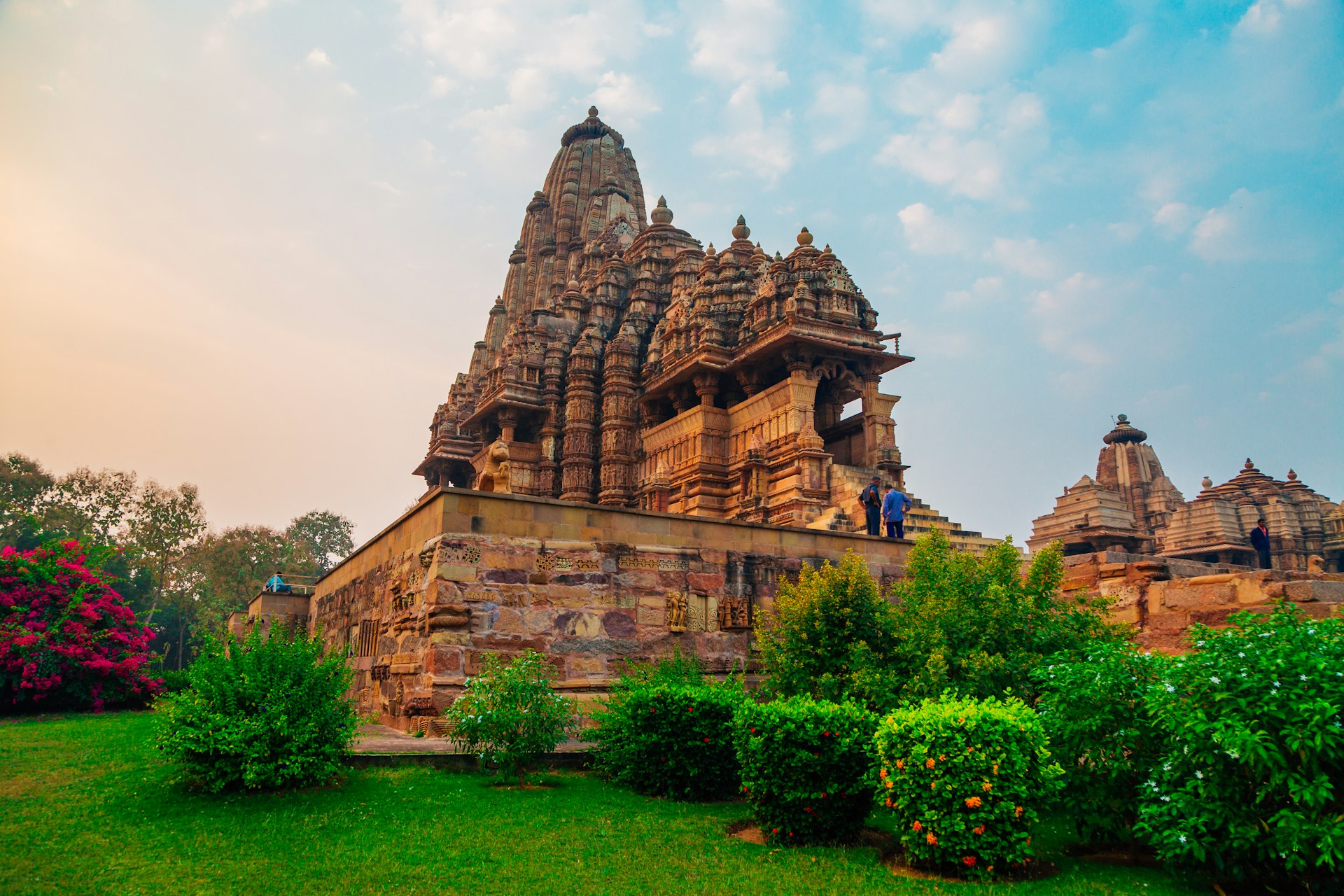 Warm light over the Western Group of Temples in Khajuraho, India.  