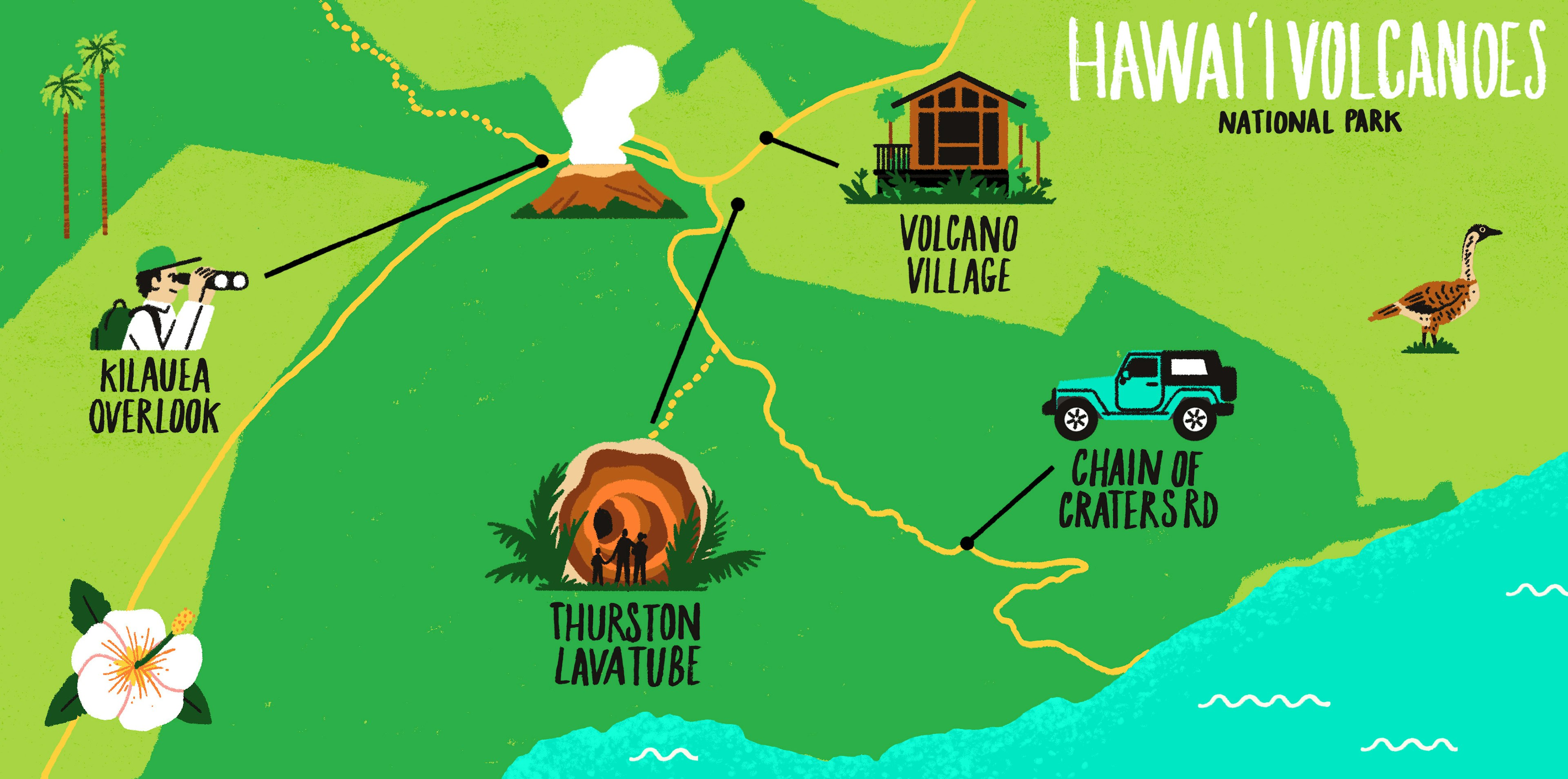 Illustrated map of Hawaii