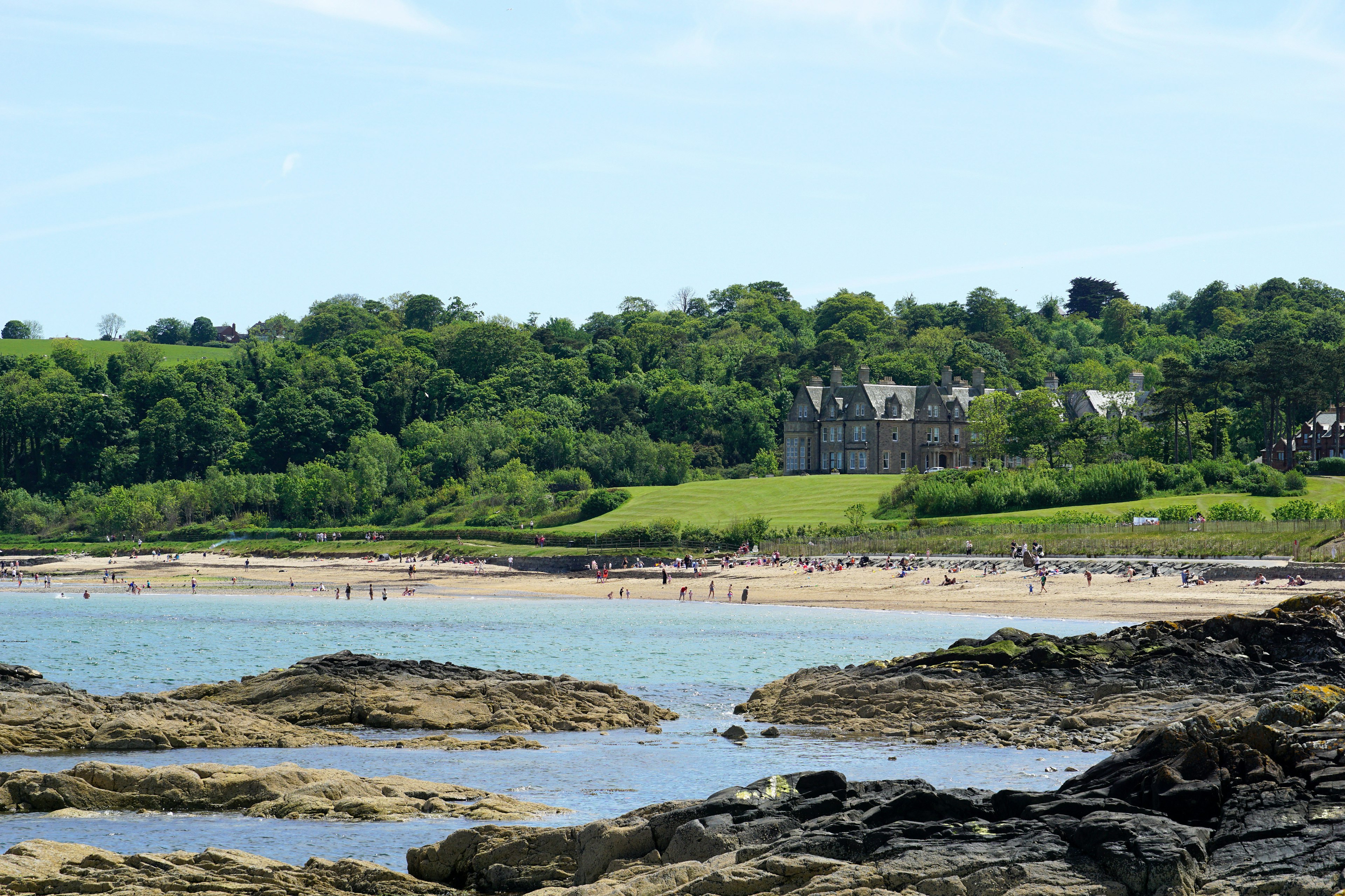 Crawfordsburn beach with Crawford House in the background, near Belfast