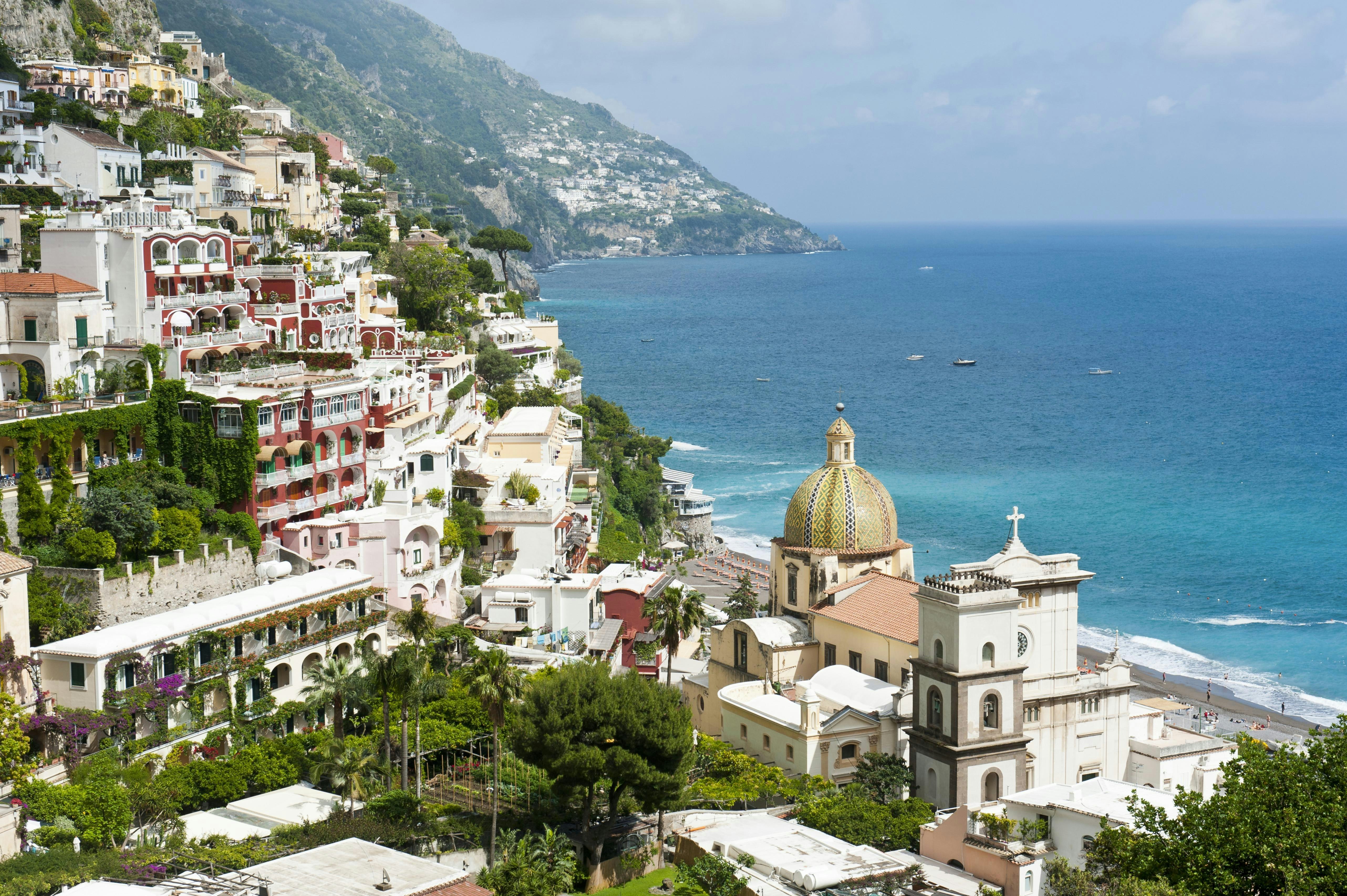 View of Positano with Chiesa di Santa Maria Assunta Church