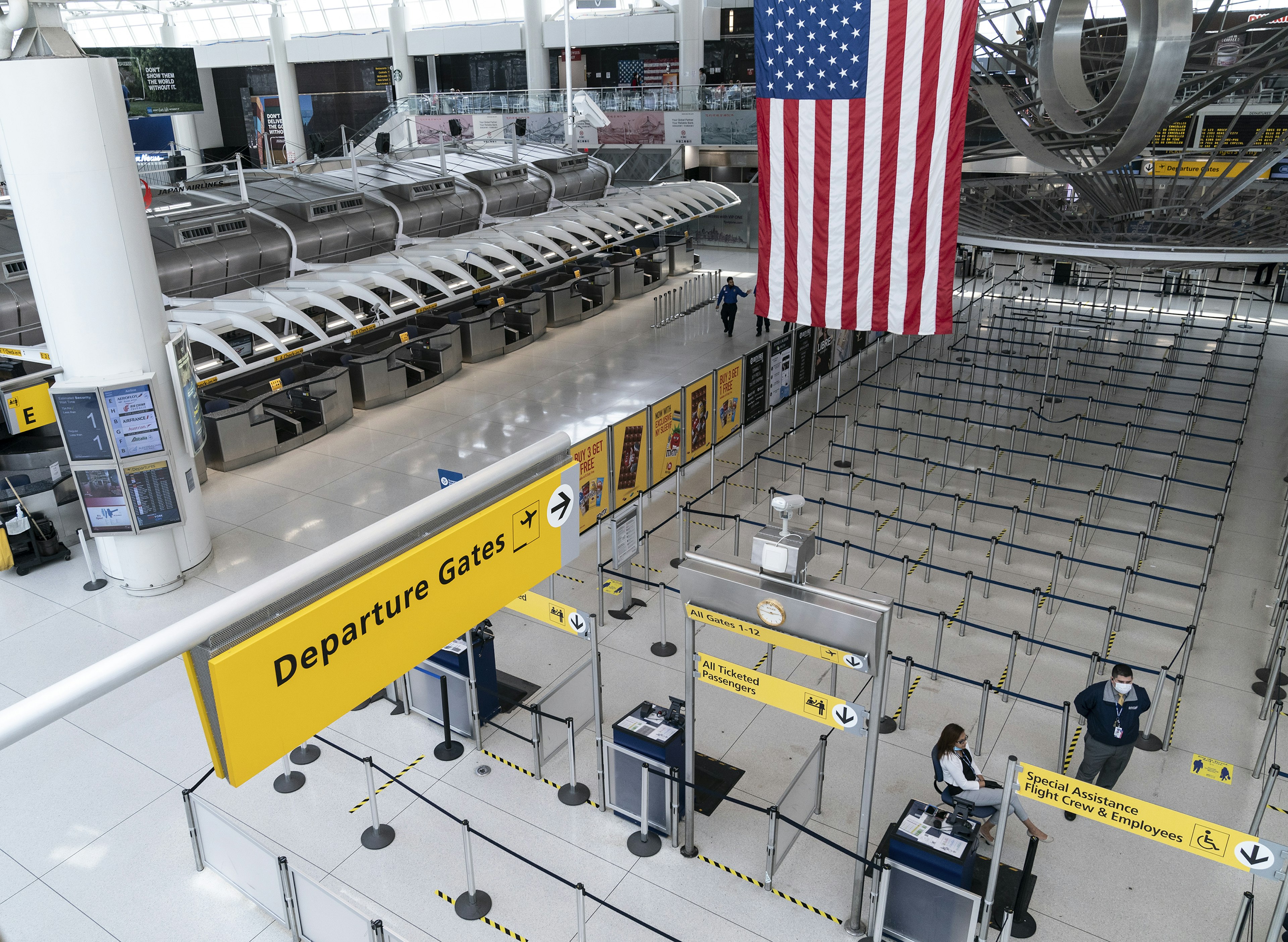 View of departure hall of Terminal 1 at JFK Airport, New York City