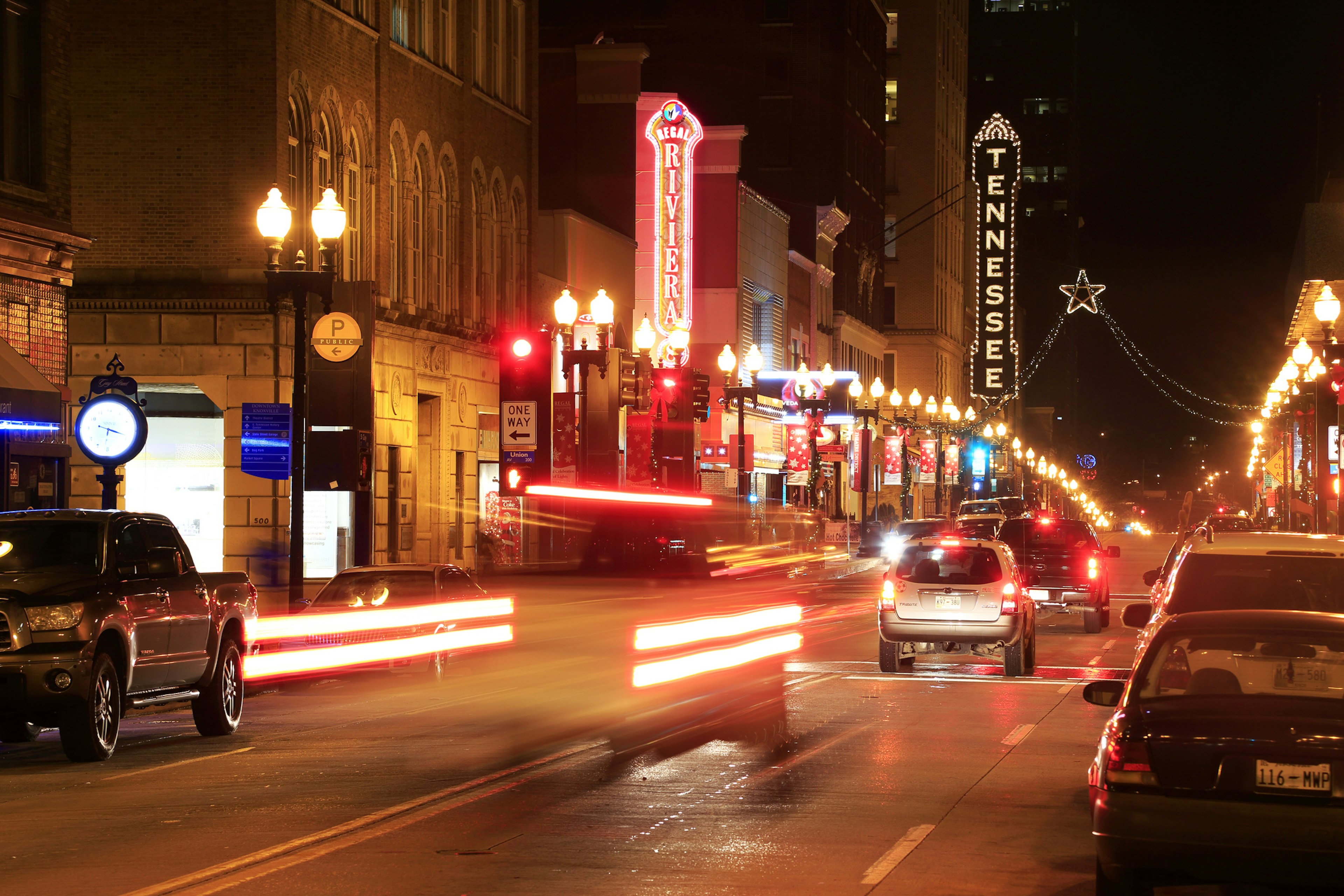 Night view of downtown street