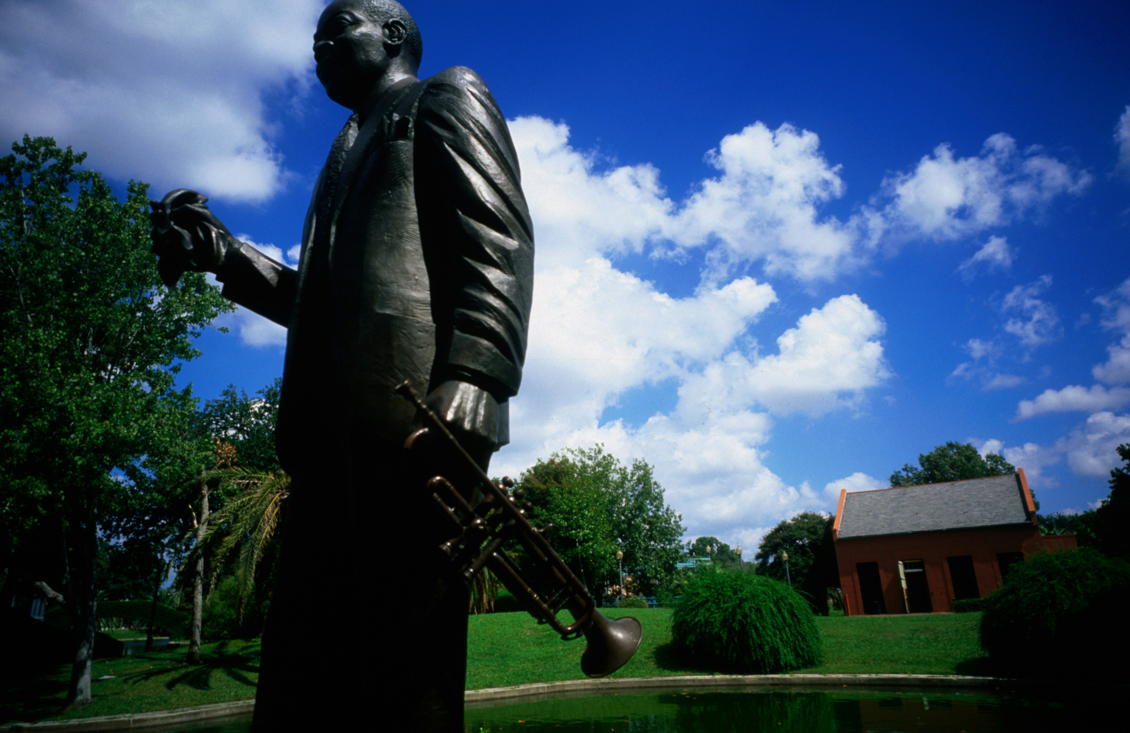 A statue of Louis Armstrong stands in Louis Armstrong Park.