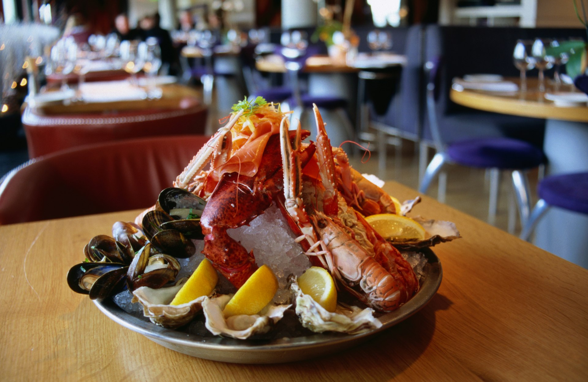 Platter of fresh seafood at The Tower restaurant, Edinburgh. 