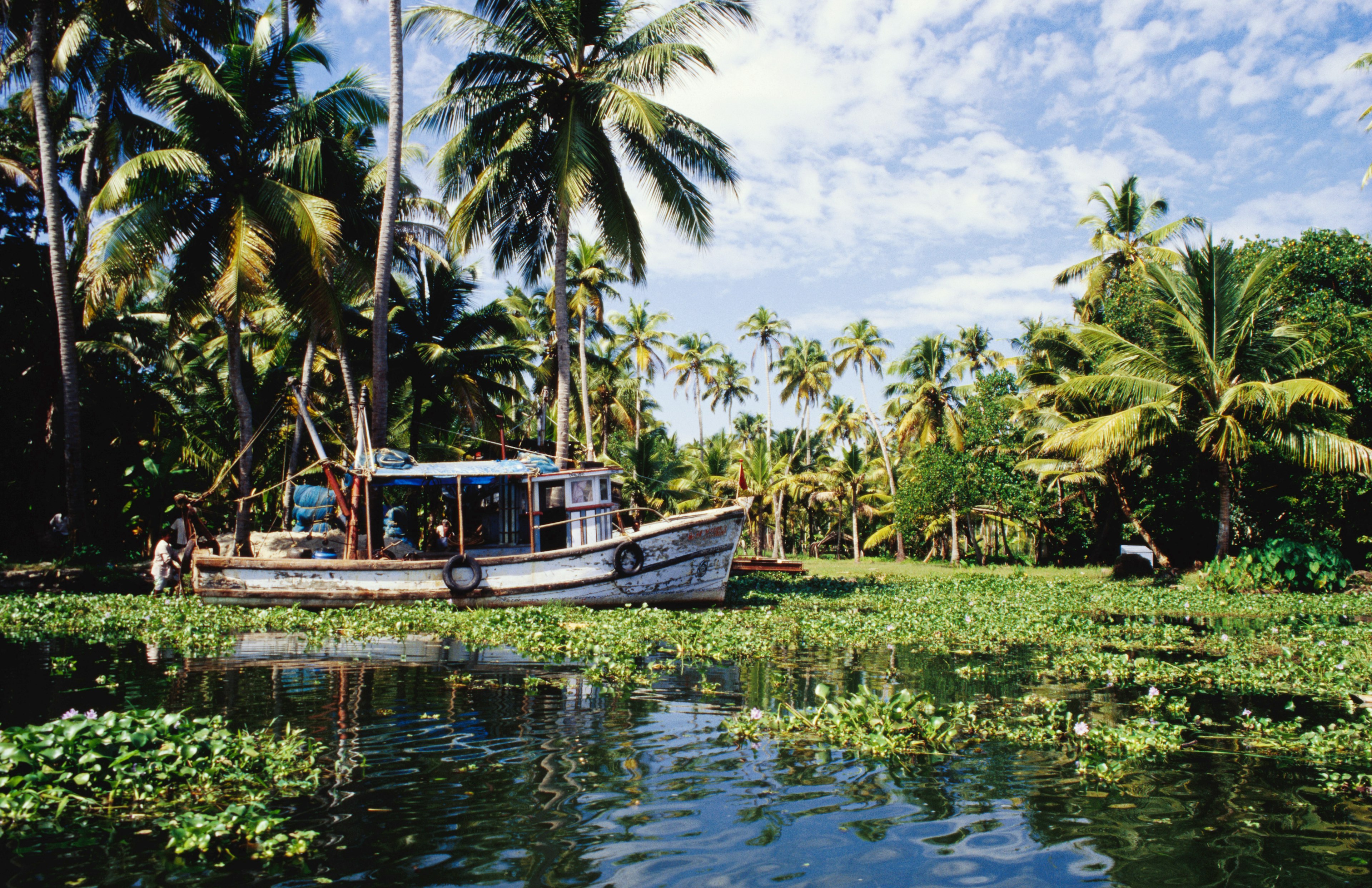 A traditional rice barge on the backwaters of Kerala (between Alappuzha and Kollam)