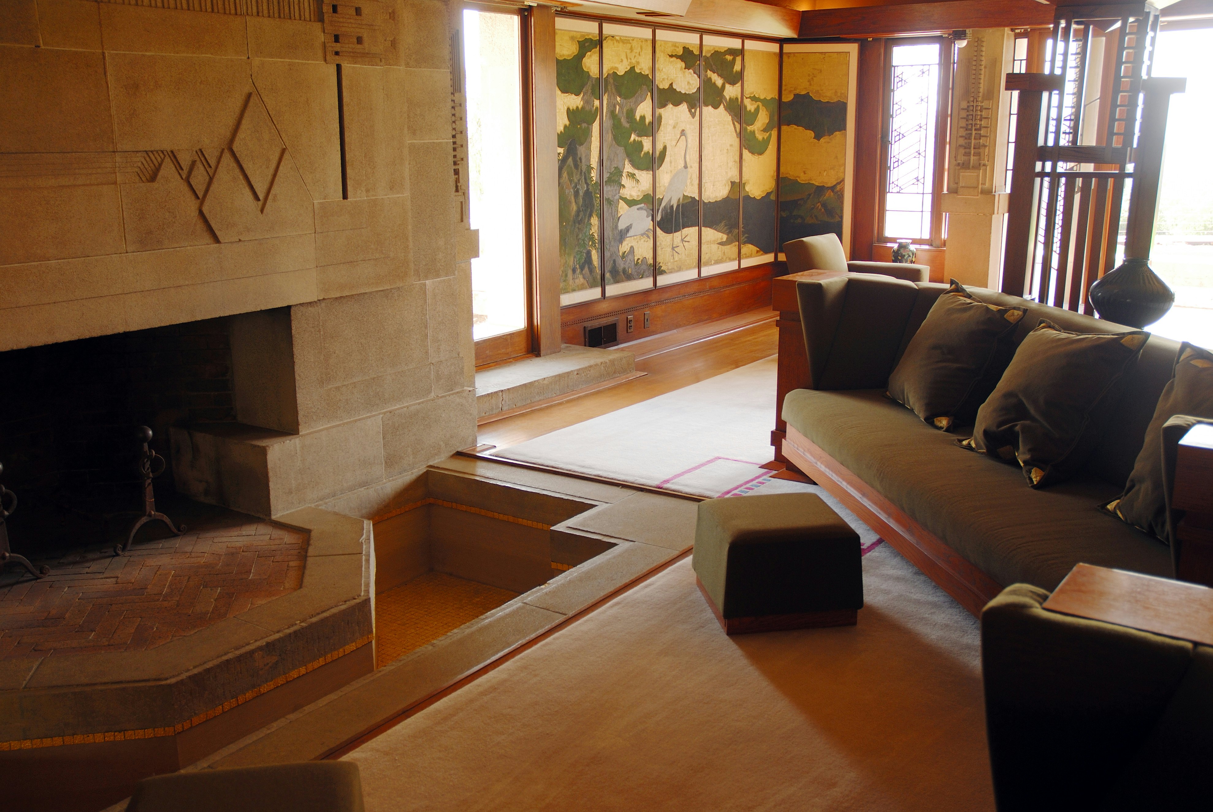 Interior of Frank Lloyd Wright's Hollyhock House, Los Feliz.