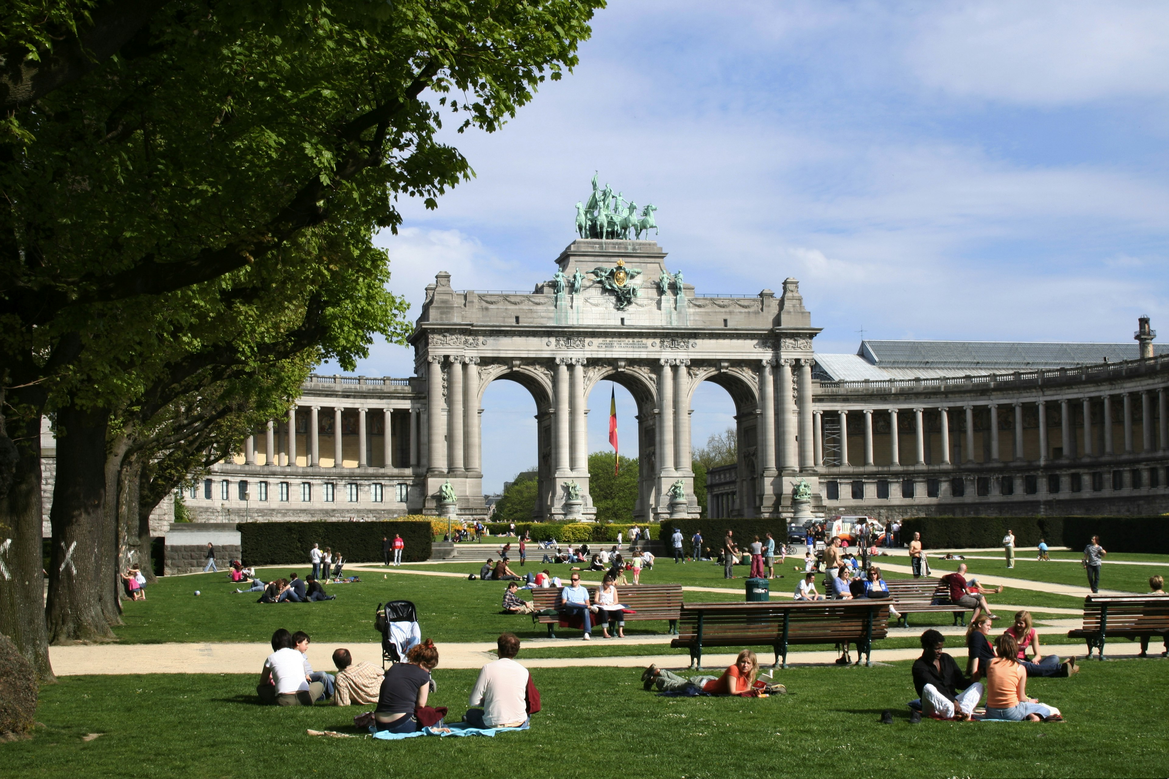 Parc du Cinquantenaire is the perfect spot in central Brussels for a picnic and view of the Triumphal Arch