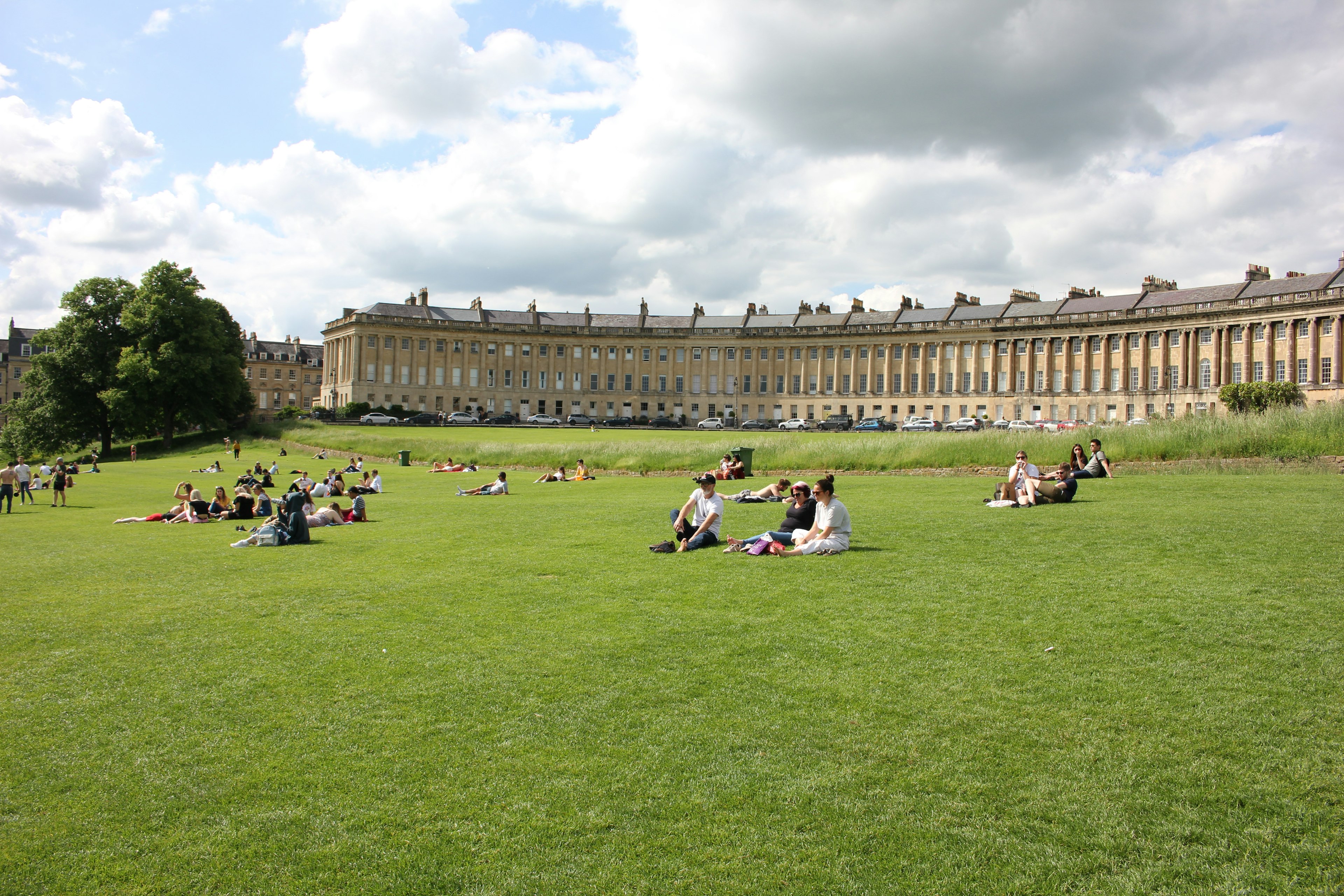 Relaxing in the sun in the park by the Royal Crescent